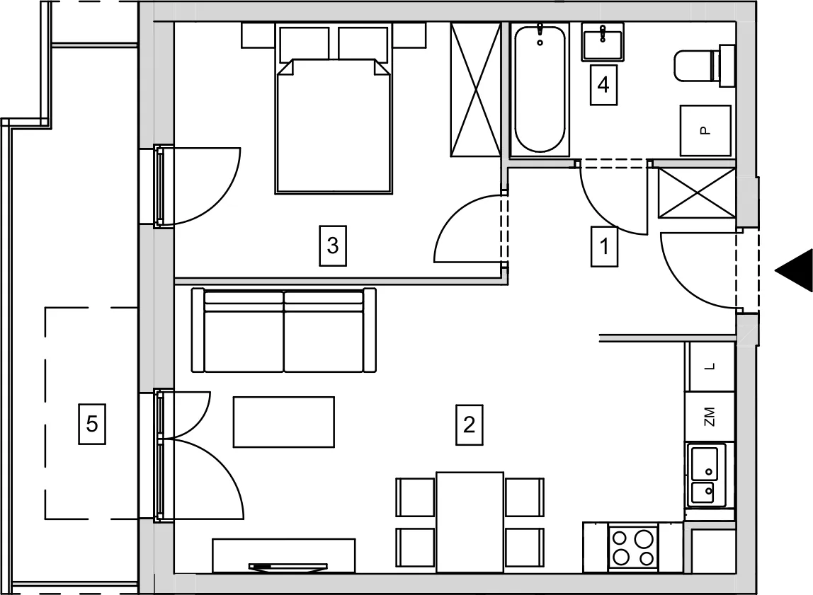 Mieszkanie 42,58 m², piętro 3, oferta nr B10-K1-3-4, ATAL Strachowicka, Wrocław, Żerniki, Fabryczna, ul. Strachowicka-idx