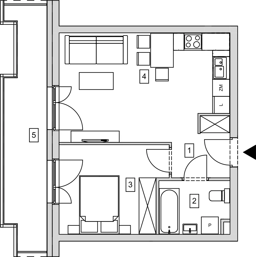 Mieszkanie 41,06 m², piętro 2, oferta nr B11-K1-2-4, ATAL Strachowicka, Wrocław, Żerniki, Fabryczna, ul. Strachowicka-idx