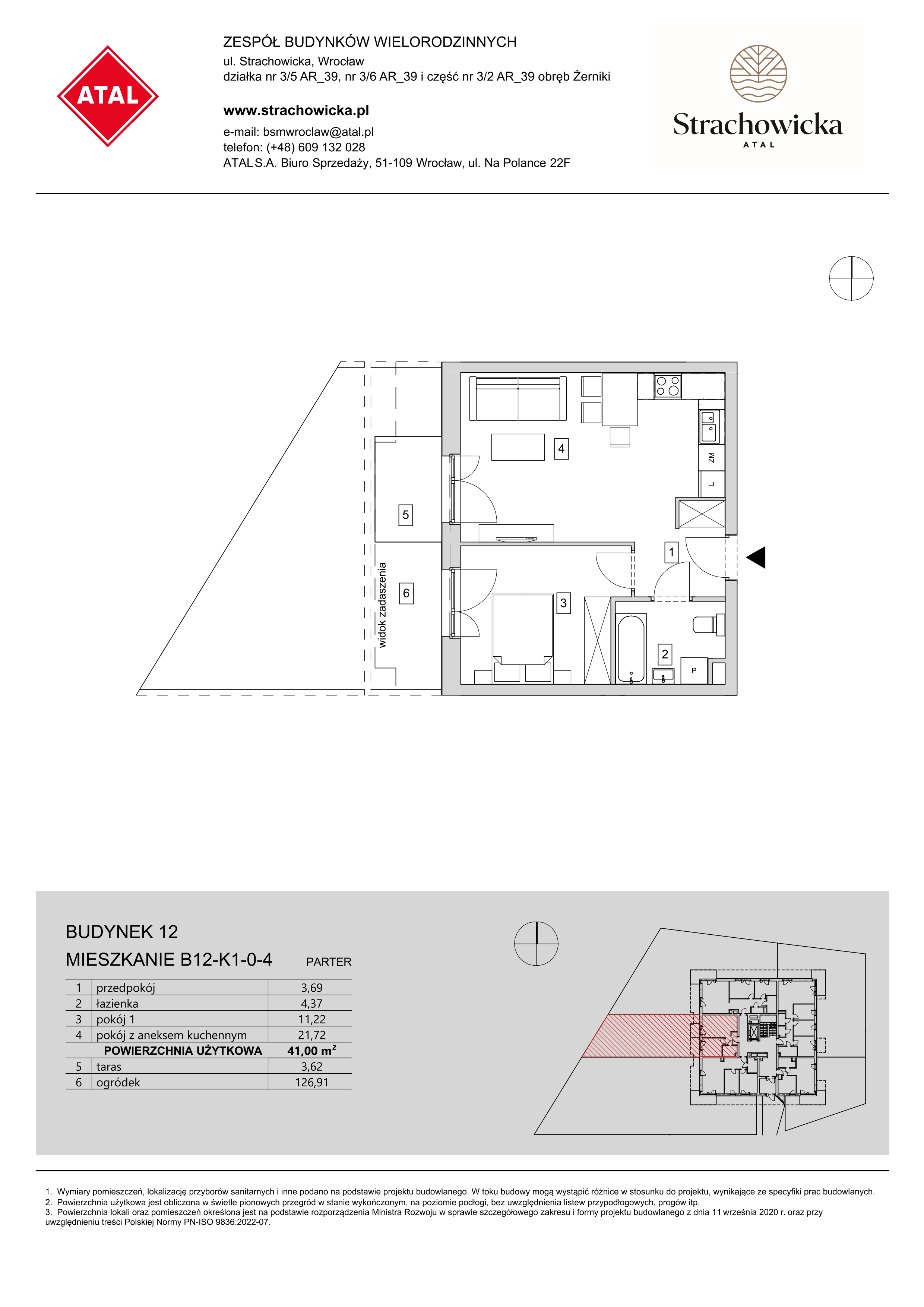 Mieszkanie 41,00 m², parter, oferta nr B12-K1-0-4, ATAL Strachowicka, Wrocław, Żerniki, Fabryczna, ul. Strachowicka-idx