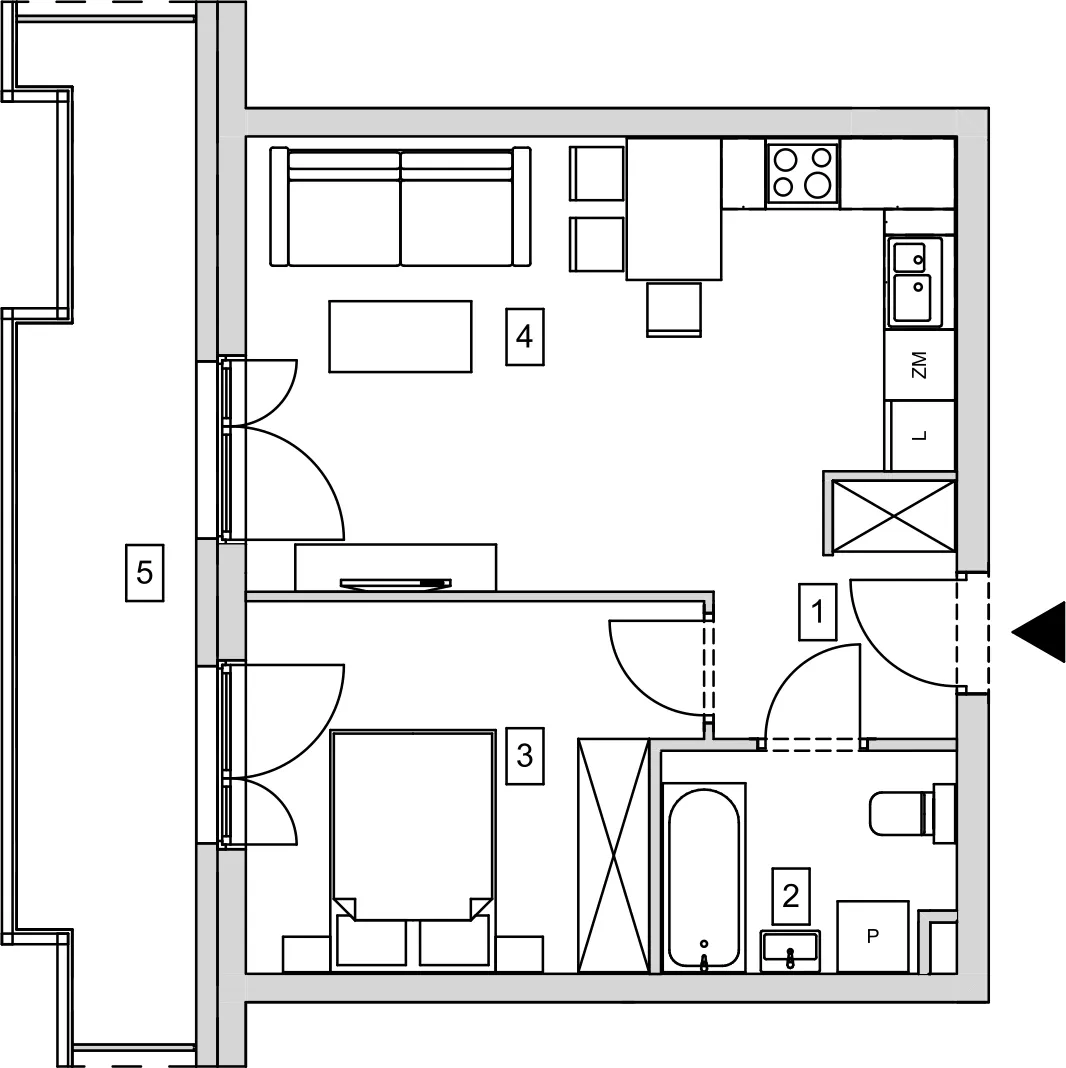 Mieszkanie 41,06 m², piętro 1, oferta nr B12-K1-1-4, ATAL Strachowicka, Wrocław, Żerniki, Fabryczna, ul. Strachowicka-idx