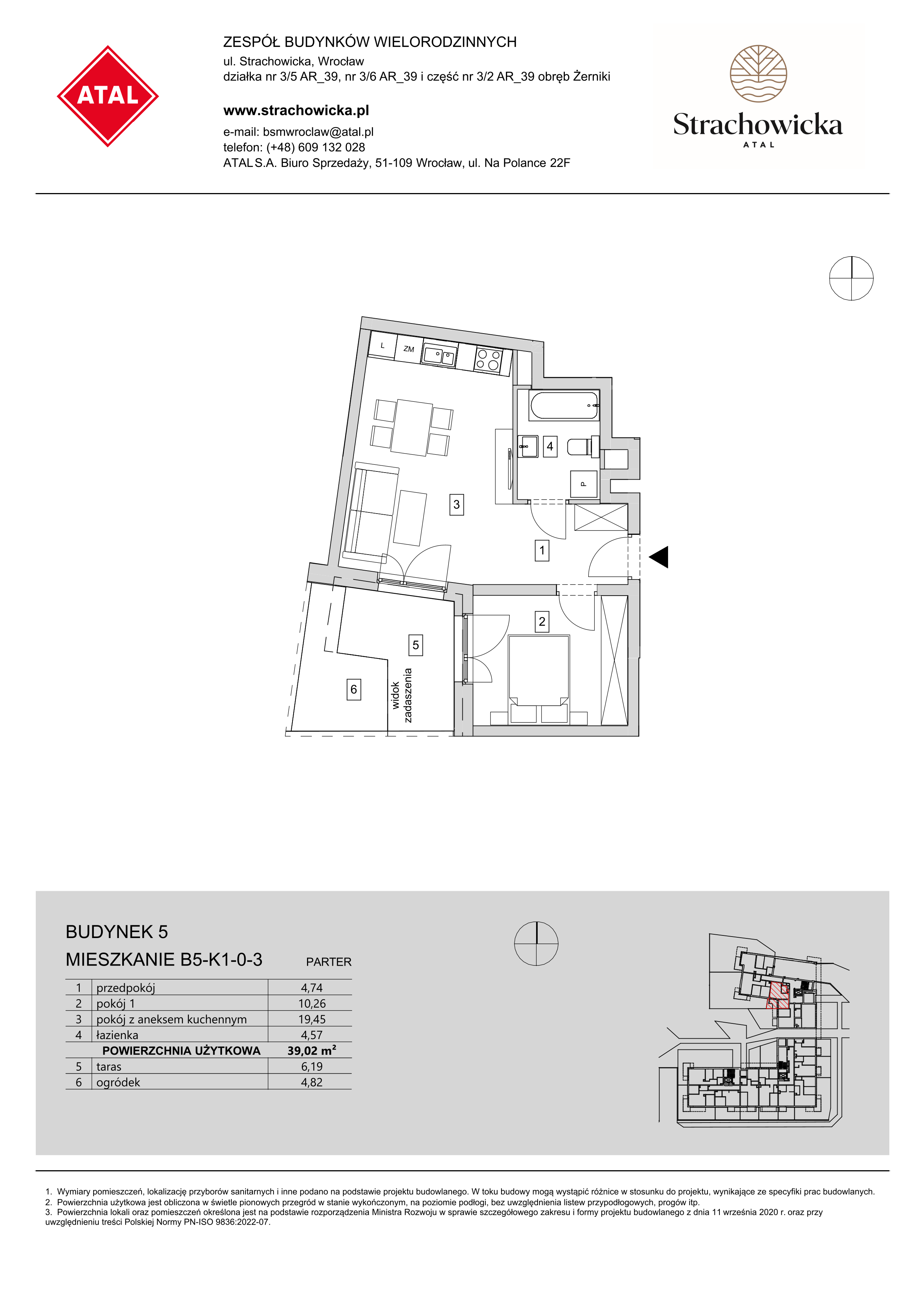 Mieszkanie 39,02 m², parter, oferta nr B5-K1-0-3, ATAL Strachowicka, Wrocław, Żerniki, Fabryczna, ul. Strachowicka-idx