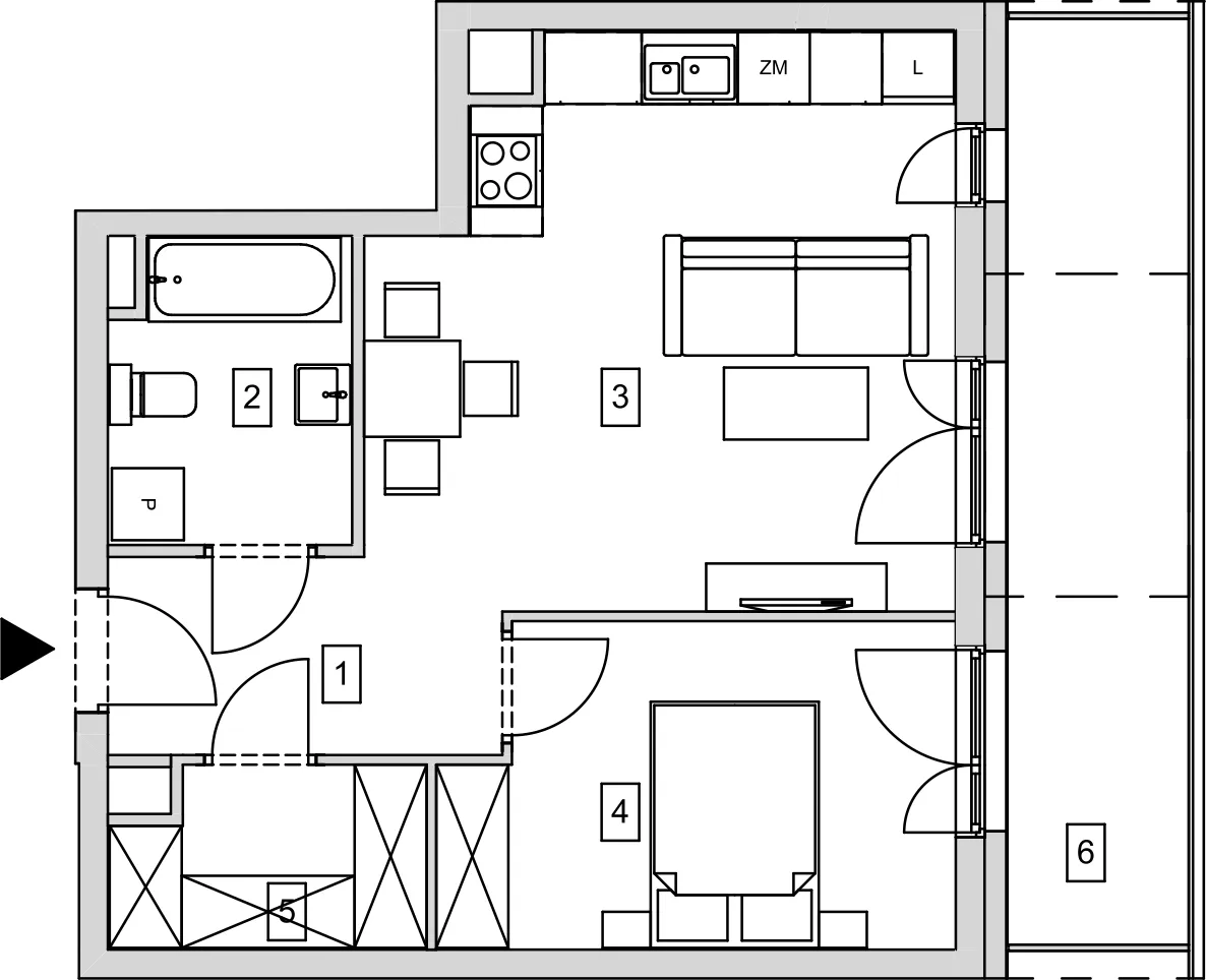 Mieszkanie 46,24 m², piętro 1, oferta nr B5-K1-1-6, ATAL Strachowicka, Wrocław, Żerniki, Fabryczna, ul. Strachowicka-idx