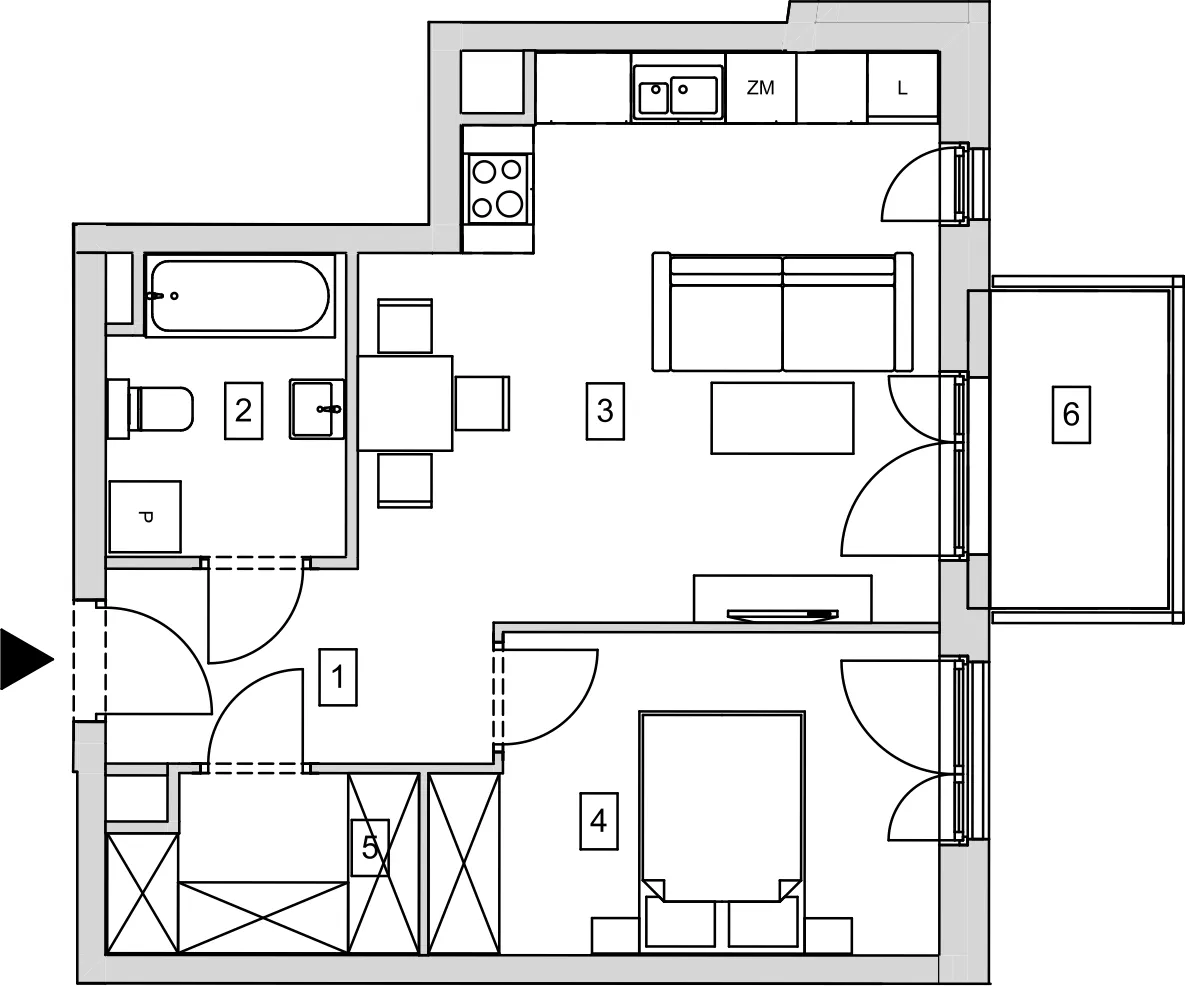 Mieszkanie 46,24 m², piętro 2, oferta nr B5-K1-2-6, ATAL Strachowicka, Wrocław, Żerniki, Fabryczna, ul. Strachowicka-idx