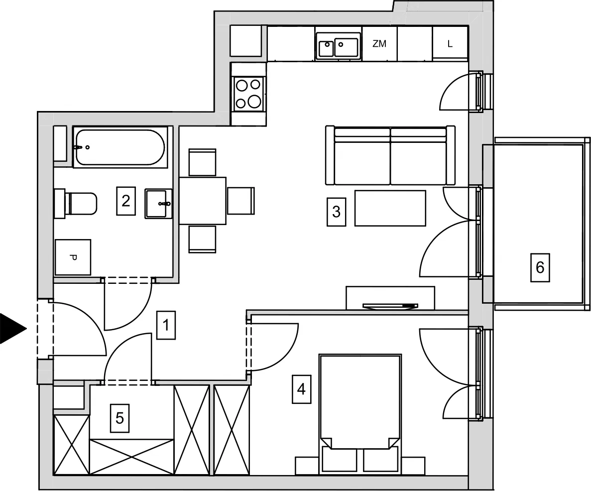 Mieszkanie 46,24 m², piętro 3, oferta nr B5-K1-3-6, ATAL Strachowicka, Wrocław, Żerniki, Fabryczna, ul. Strachowicka-idx