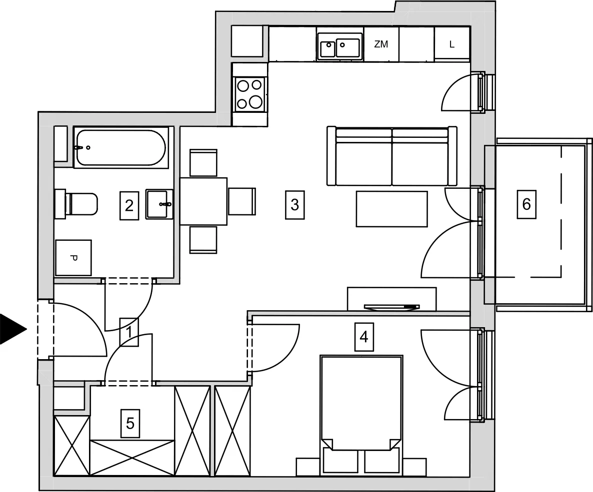 Mieszkanie 46,24 m², piętro 4, oferta nr B5-K1-4-6, ATAL Strachowicka, Wrocław, Żerniki, Fabryczna, ul. Strachowicka-idx