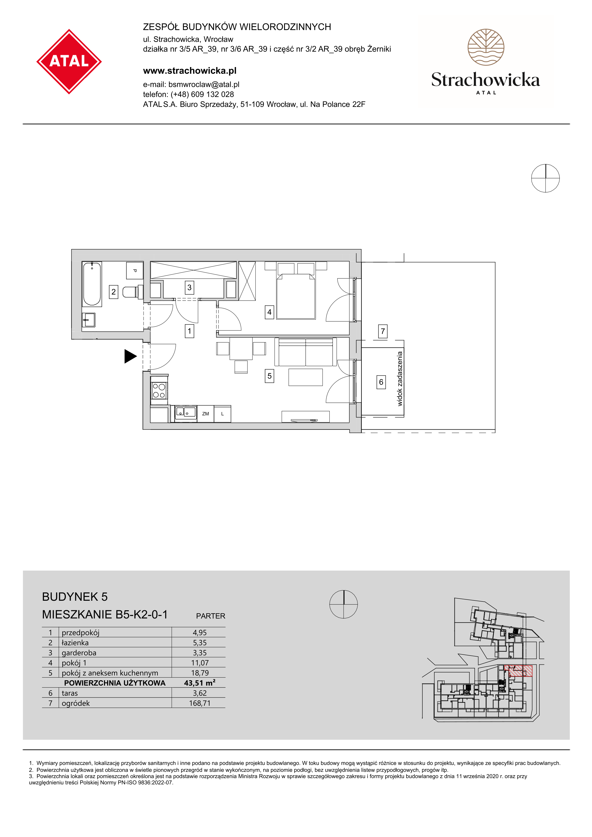 Mieszkanie 43,51 m², parter, oferta nr B5-K2-0-1, ATAL Strachowicka, Wrocław, Żerniki, Fabryczna, ul. Strachowicka-idx