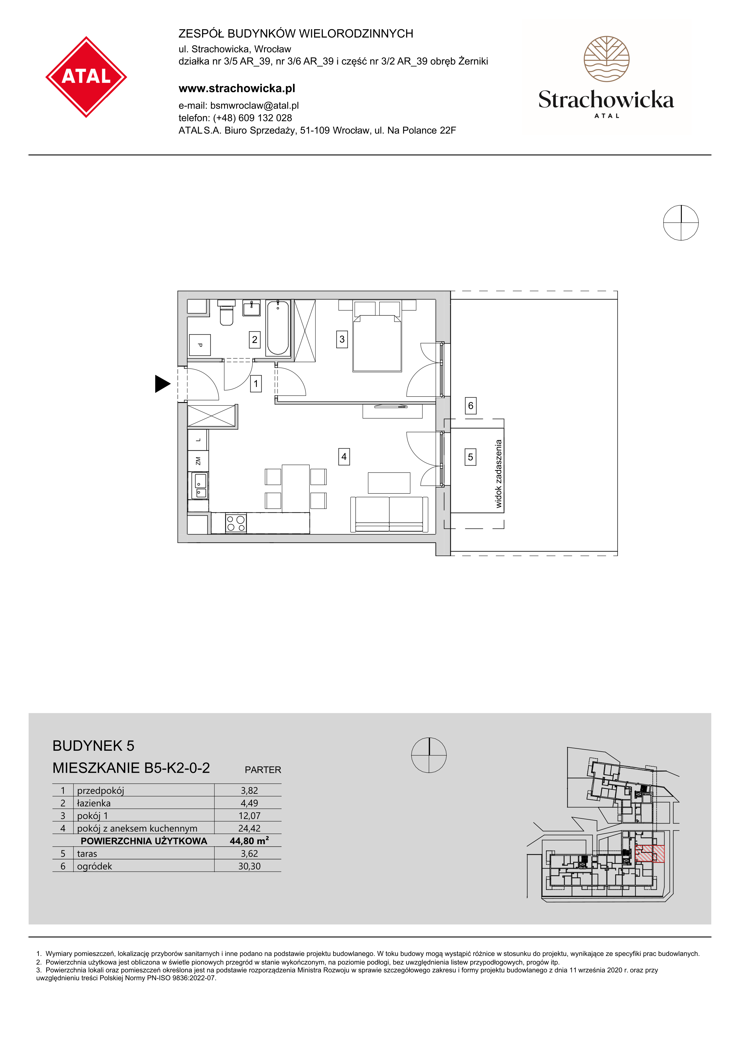 Mieszkanie 44,80 m², parter, oferta nr B5-K2-0-2, ATAL Strachowicka, Wrocław, Żerniki, Fabryczna, ul. Strachowicka-idx