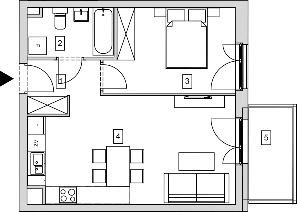 Mieszkanie 44,98 m², piętro 3, oferta nr B5-K2-3-3, ATAL Strachowicka, Wrocław, Żerniki, Fabryczna, ul. Strachowicka-idx