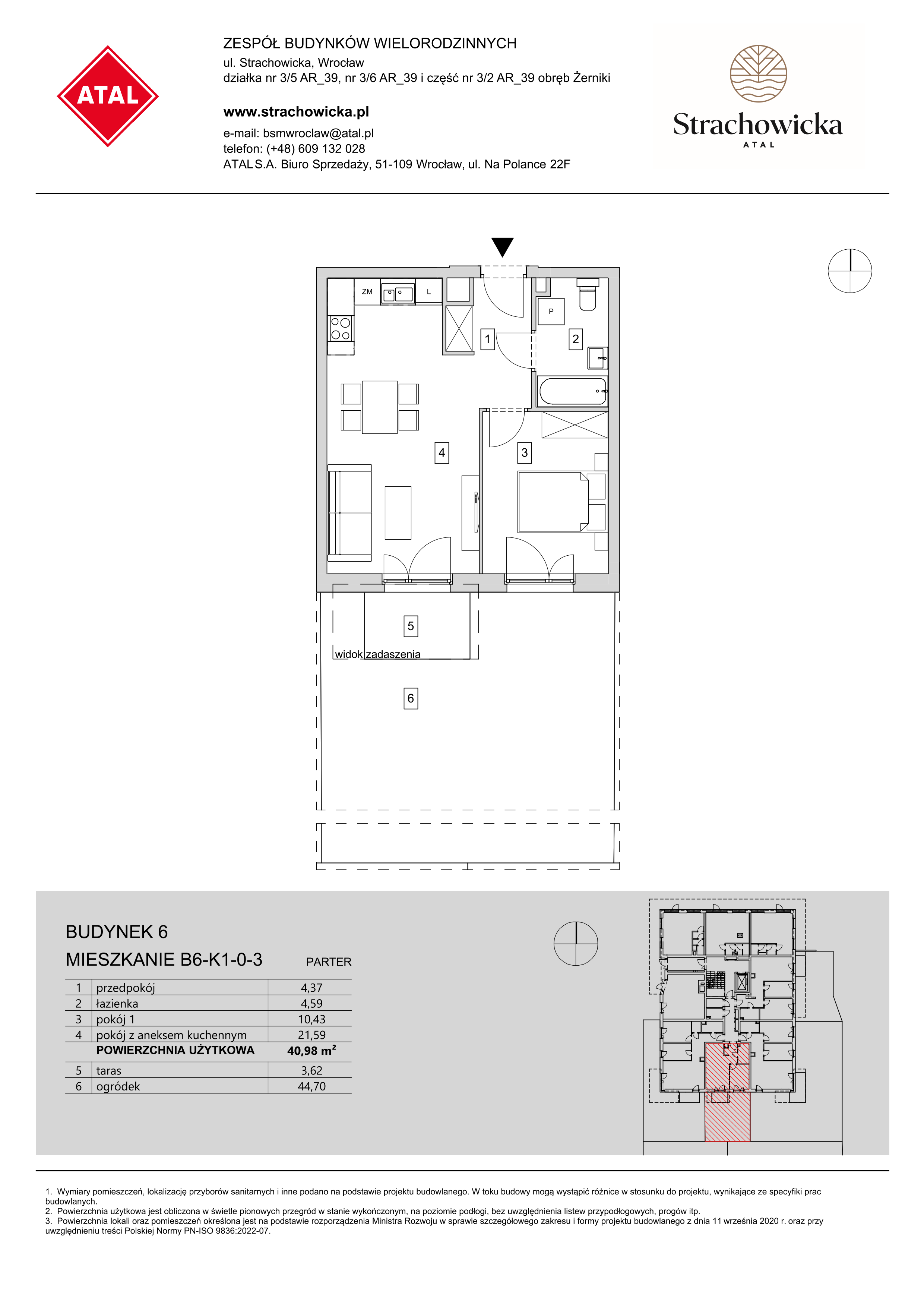 Mieszkanie 40,98 m², parter, oferta nr B6-K1-0-3, ATAL Strachowicka, Wrocław, Żerniki, Fabryczna, ul. Strachowicka-idx