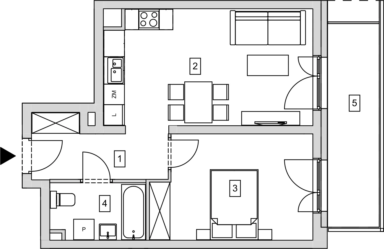 Mieszkanie 44,94 m², piętro 1, oferta nr B6-K1-1-3, ATAL Strachowicka, Wrocław, Żerniki, Fabryczna, ul. Strachowicka-idx