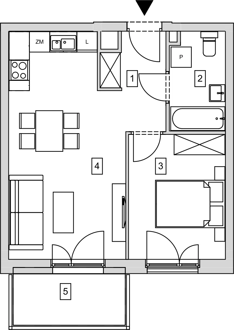 Mieszkanie 40,98 m², piętro 1, oferta nr B6-K1-1-5, ATAL Strachowicka, Wrocław, Żerniki, Fabryczna, ul. Strachowicka-idx