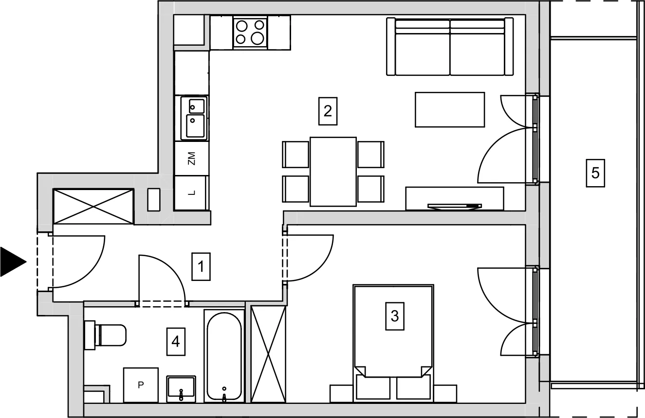 Mieszkanie 44,94 m², piętro 2, oferta nr B6-K1-2-3, ATAL Strachowicka, Wrocław, Żerniki, Fabryczna, ul. Strachowicka-idx