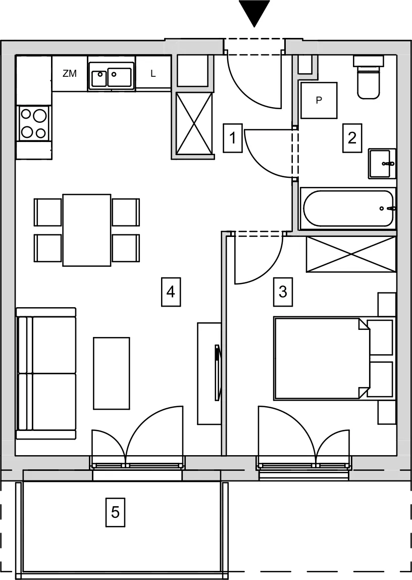 Mieszkanie 40,98 m², piętro 2, oferta nr B6-K1-2-5, ATAL Strachowicka, Wrocław, Żerniki, Fabryczna, ul. Strachowicka-idx