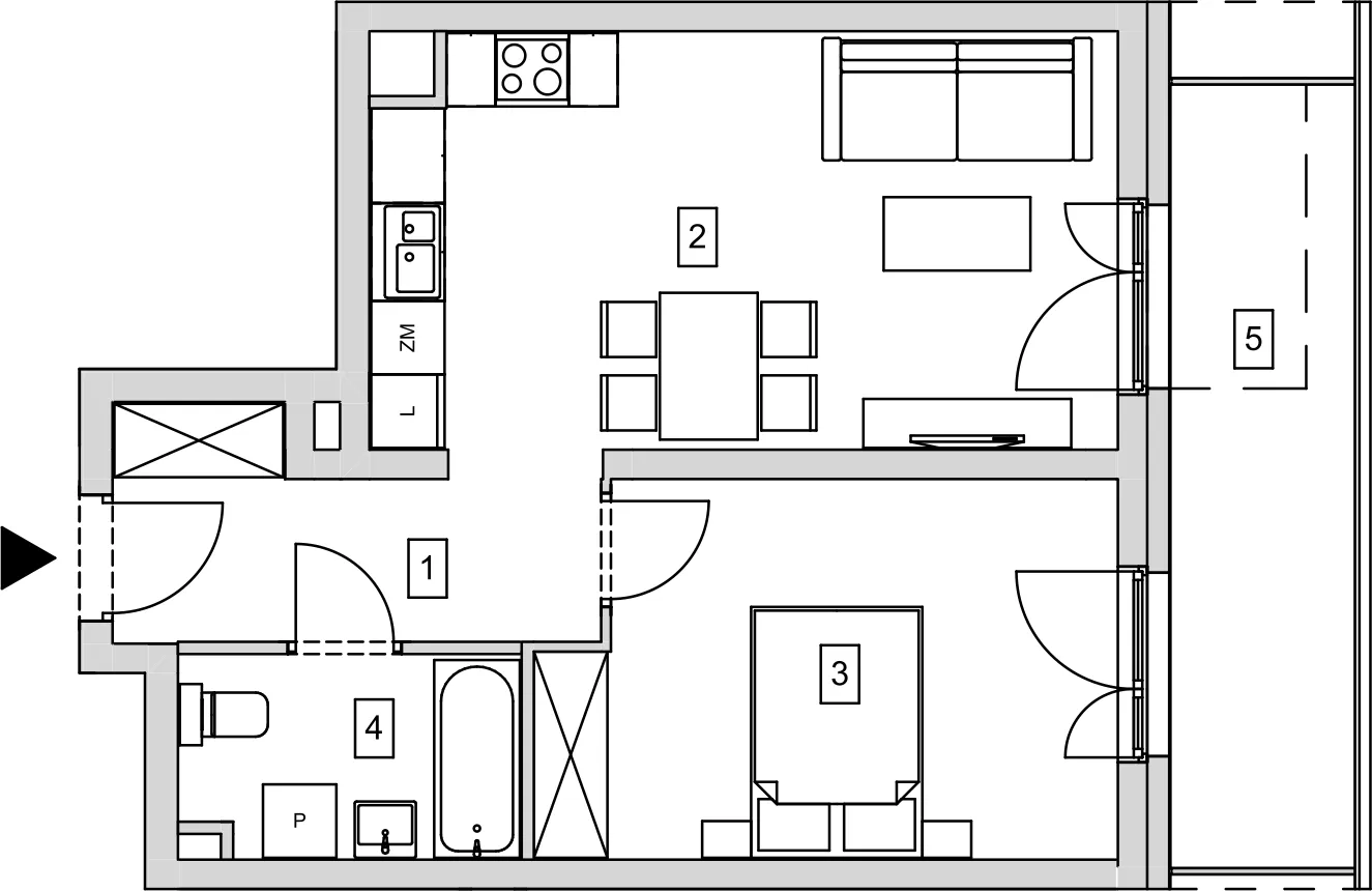 Mieszkanie 44,94 m², piętro 3, oferta nr B6-K1-3-3, ATAL Strachowicka, Wrocław, Żerniki, Fabryczna, ul. Strachowicka-idx