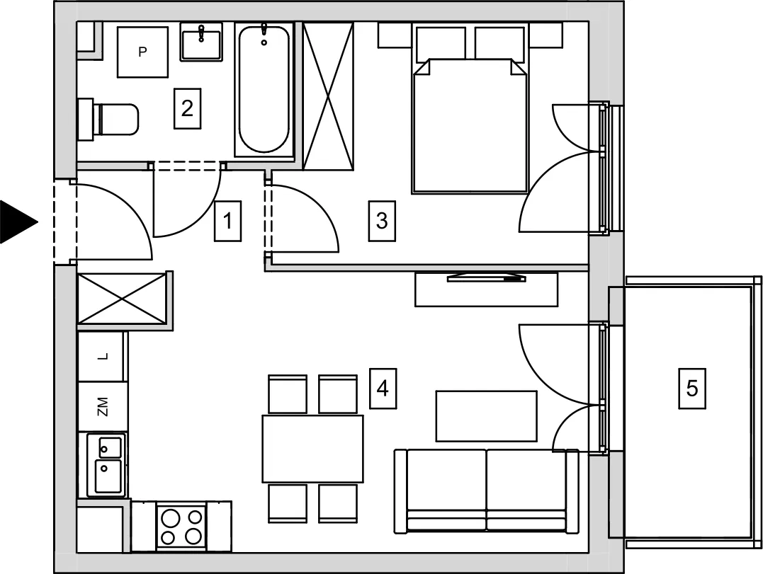 Mieszkanie 36,97 m², piętro 1, oferta nr B7-K1-1-3, ATAL Strachowicka, Wrocław, Żerniki, Fabryczna, ul. Strachowicka-idx