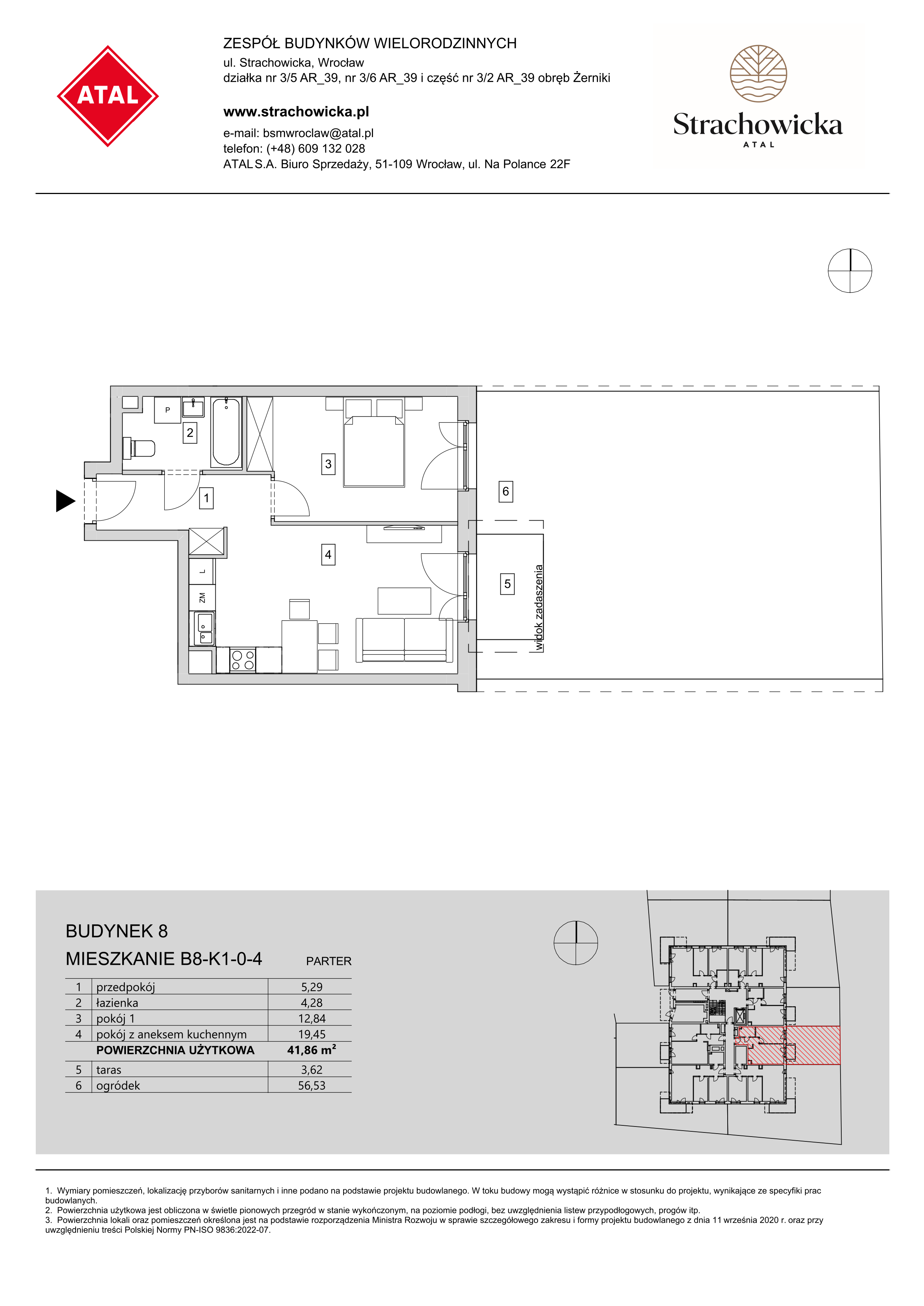 Mieszkanie 41,86 m², parter, oferta nr B8-K1-0-4, ATAL Strachowicka, Wrocław, Żerniki, Fabryczna, ul. Strachowicka-idx