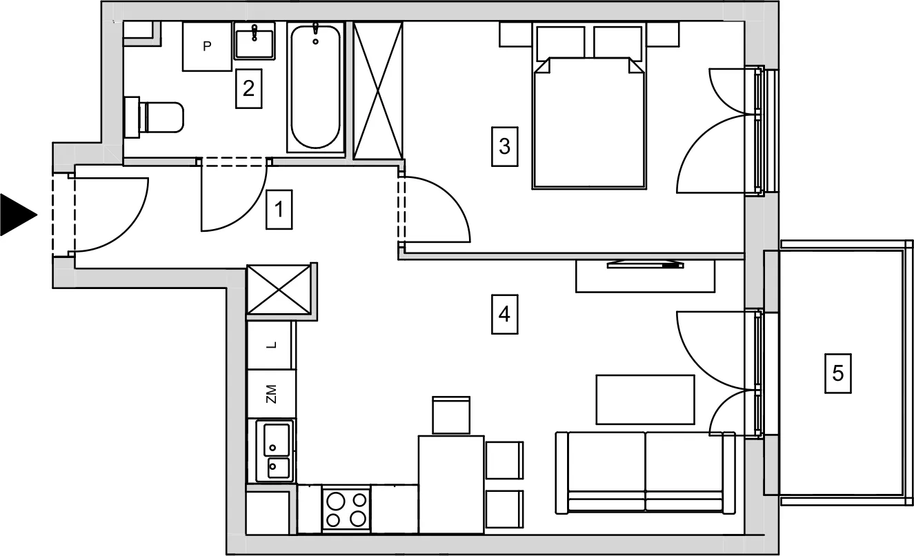 Mieszkanie 41,88 m², piętro 1, oferta nr B8-K1-1-4, ATAL Strachowicka, Wrocław, Żerniki, Fabryczna, ul. Strachowicka-idx