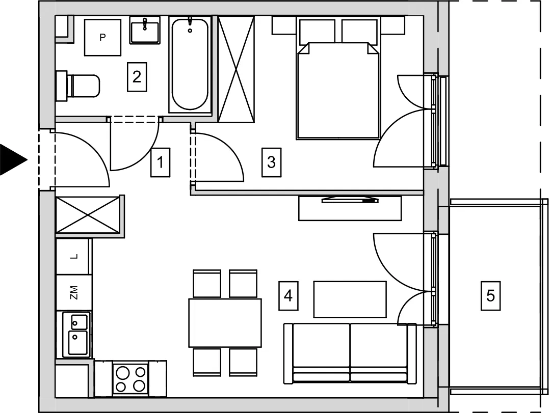 Mieszkanie 36,97 m², piętro 2, oferta nr B8-K1-2-3, ATAL Strachowicka, Wrocław, Żerniki, Fabryczna, ul. Strachowicka-idx