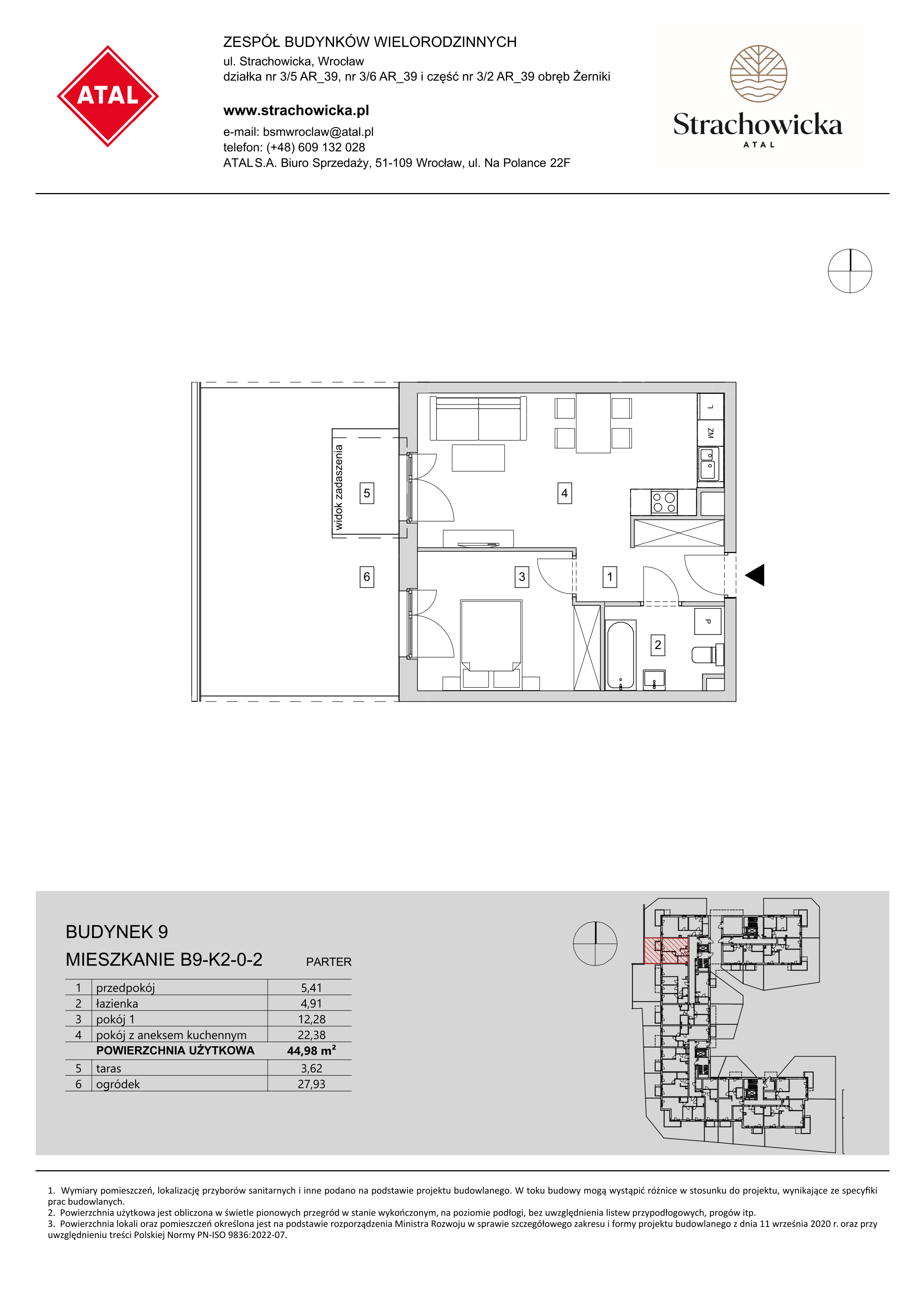 Mieszkanie 44,98 m², parter, oferta nr B9-K2-0-2, ATAL Strachowicka, Wrocław, Żerniki, Fabryczna, ul. Strachowicka-idx