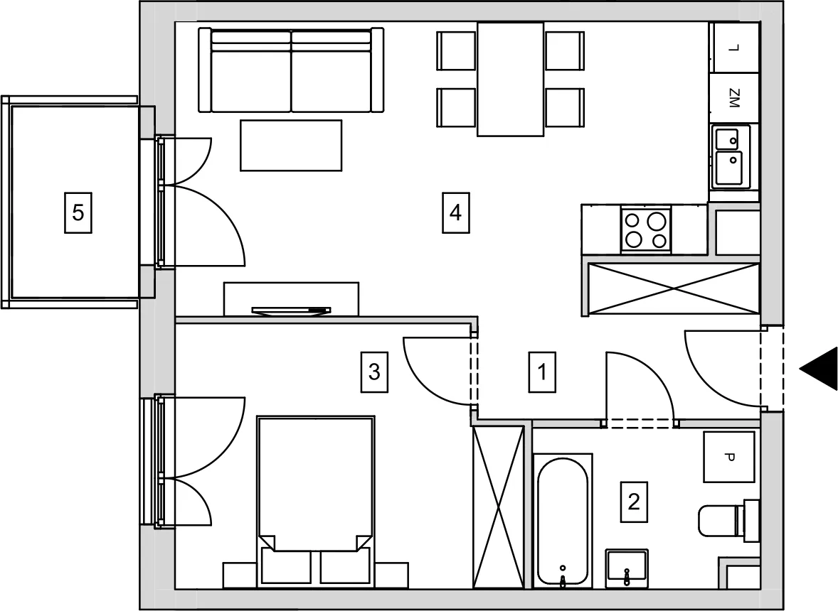 Mieszkanie 44,98 m², piętro 1, oferta nr B9-K2-1-3, ATAL Strachowicka, Wrocław, Żerniki, Fabryczna, ul. Strachowicka-idx