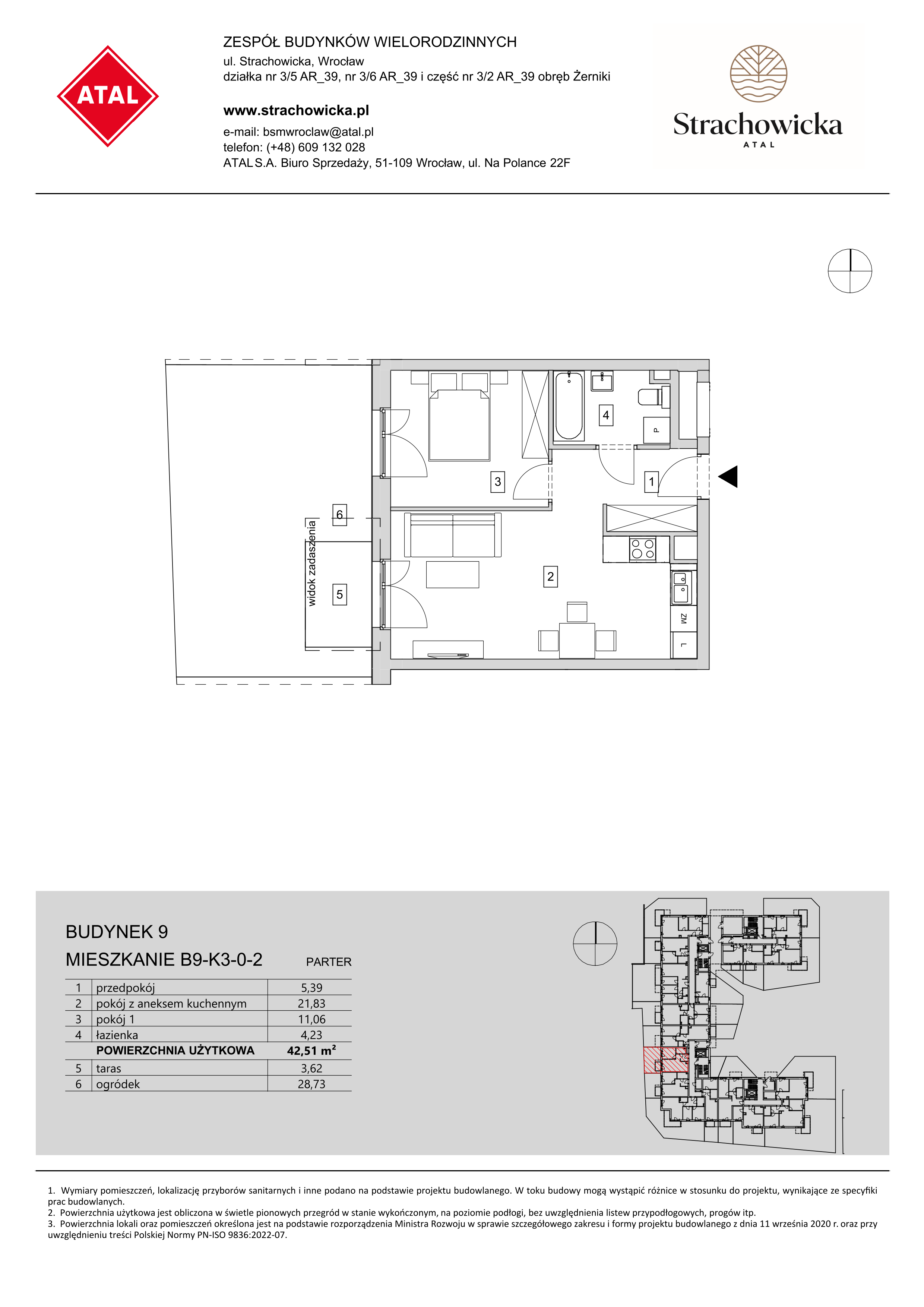 Mieszkanie 42,51 m², parter, oferta nr B9-K3-0-2, ATAL Strachowicka, Wrocław, Żerniki, Fabryczna, ul. Strachowicka-idx