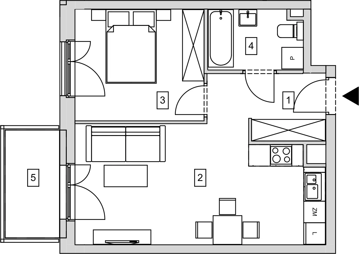 Mieszkanie 42,50 m², piętro 1, oferta nr B9-K3-1-2, ATAL Strachowicka, Wrocław, Żerniki, Fabryczna, ul. Strachowicka-idx