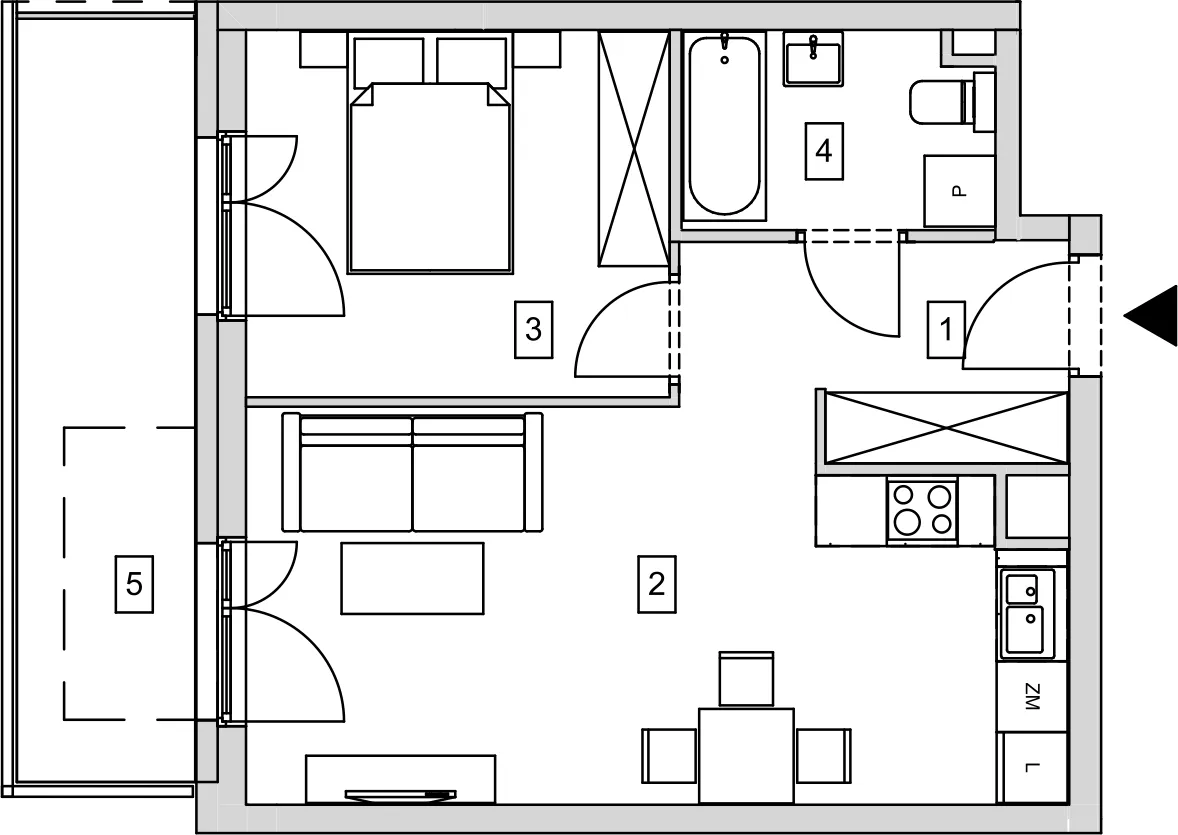 Mieszkanie 42,50 m², piętro 3, oferta nr B9-K3-3-2, ATAL Strachowicka, Wrocław, Żerniki, Fabryczna, ul. Strachowicka-idx