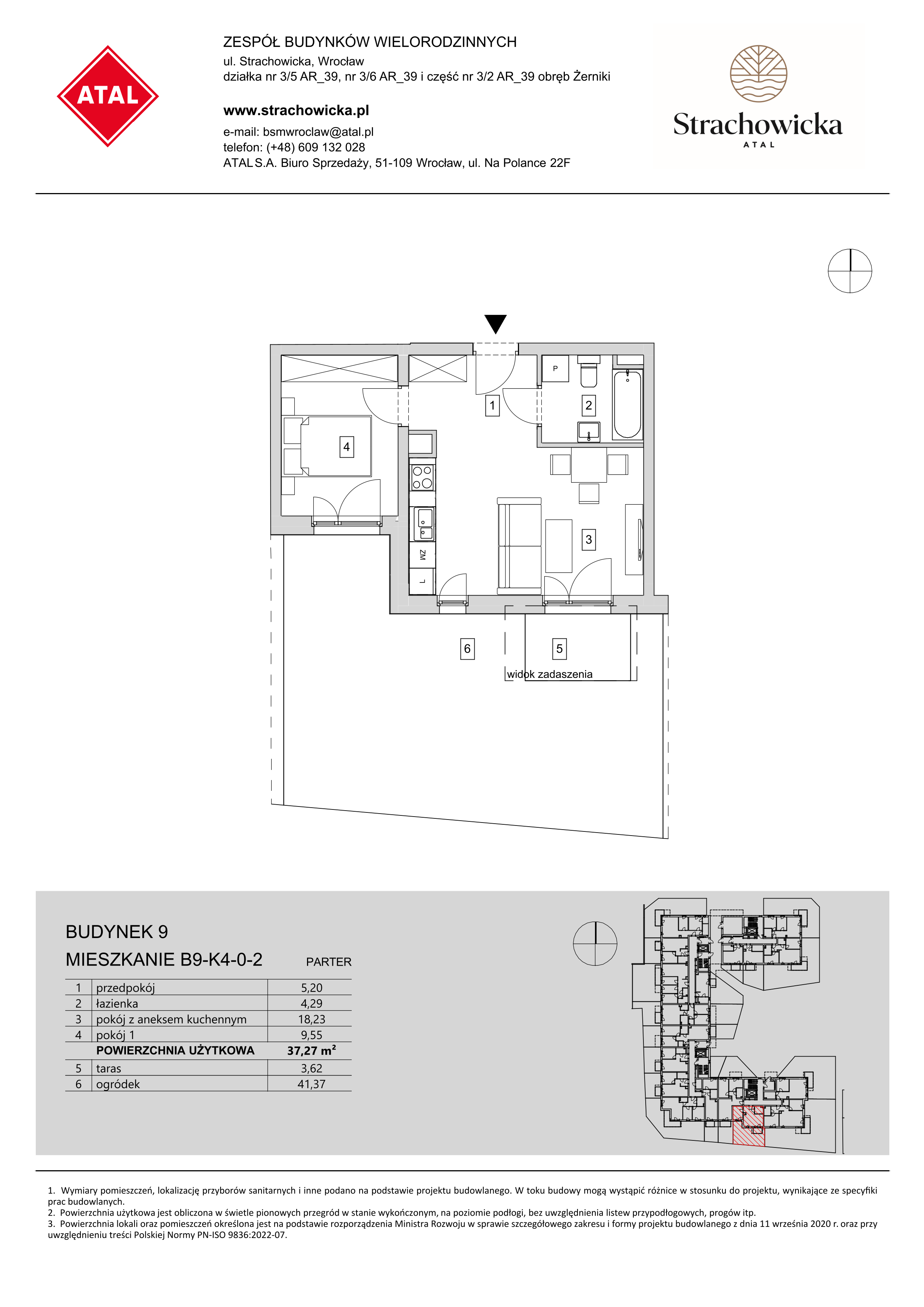 Mieszkanie 37,27 m², parter, oferta nr B9-K4-0-2, ATAL Strachowicka, Wrocław, Żerniki, Fabryczna, ul. Strachowicka-idx