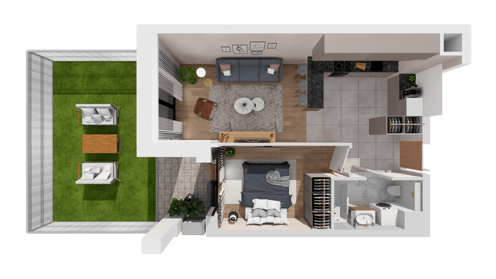 Mieszkanie 43,11 m², parter, oferta nr B1-00-2A, Francuska Park, Katowice, Osiedle Paderewskiego-Muchowiec, Muchowiec, ul. Szybowcowa-idx