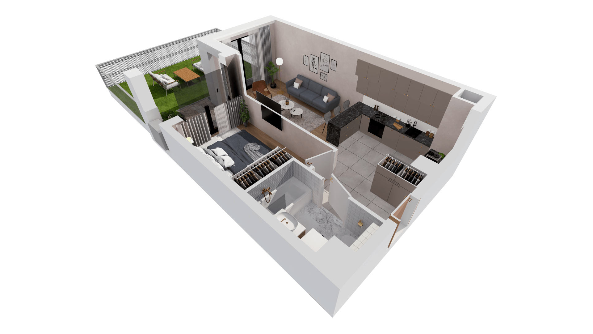 Mieszkanie 43,11 m², parter, oferta nr B1-00-2A, Francuska Park, Katowice, Osiedle Paderewskiego-Muchowiec, Muchowiec, ul. Szybowcowa-idx