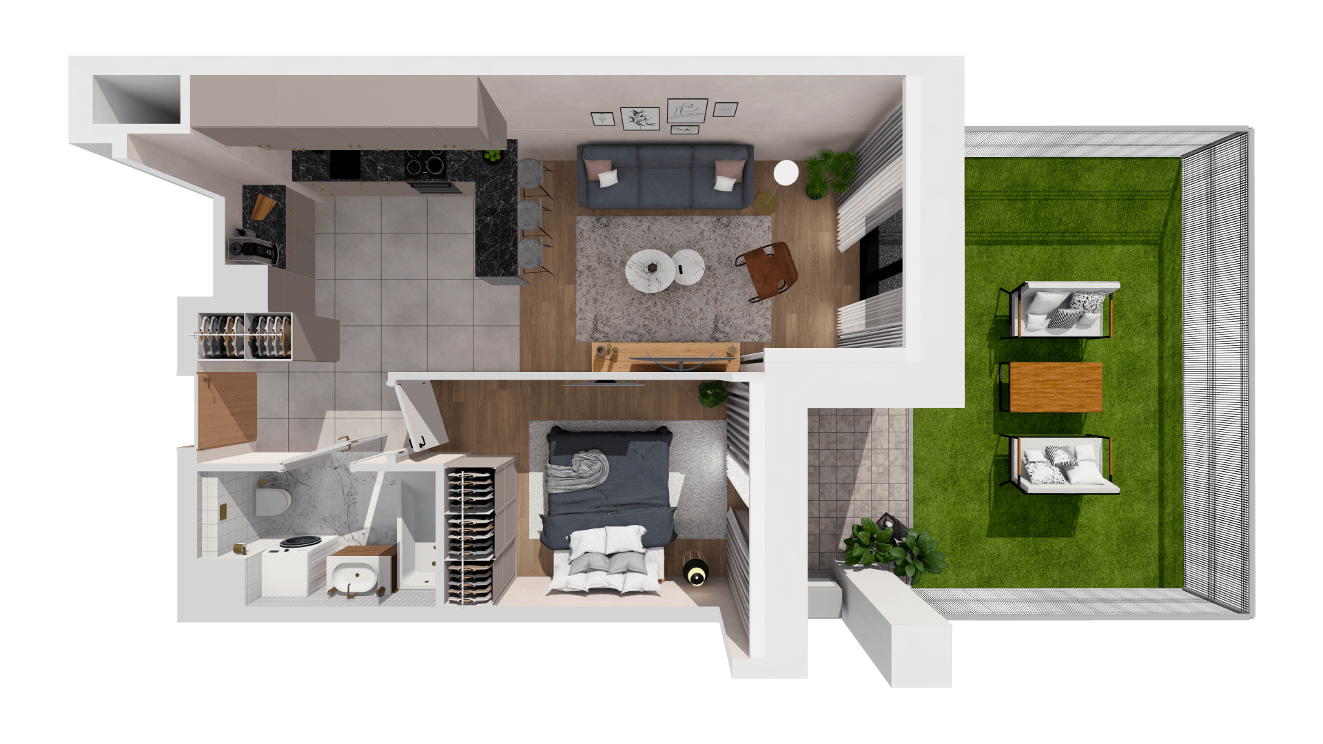 Mieszkanie 42,34 m², parter, oferta nr B1-00-5A, Francuska Park, Katowice, Osiedle Paderewskiego-Muchowiec, Muchowiec, ul. Szybowcowa-idx