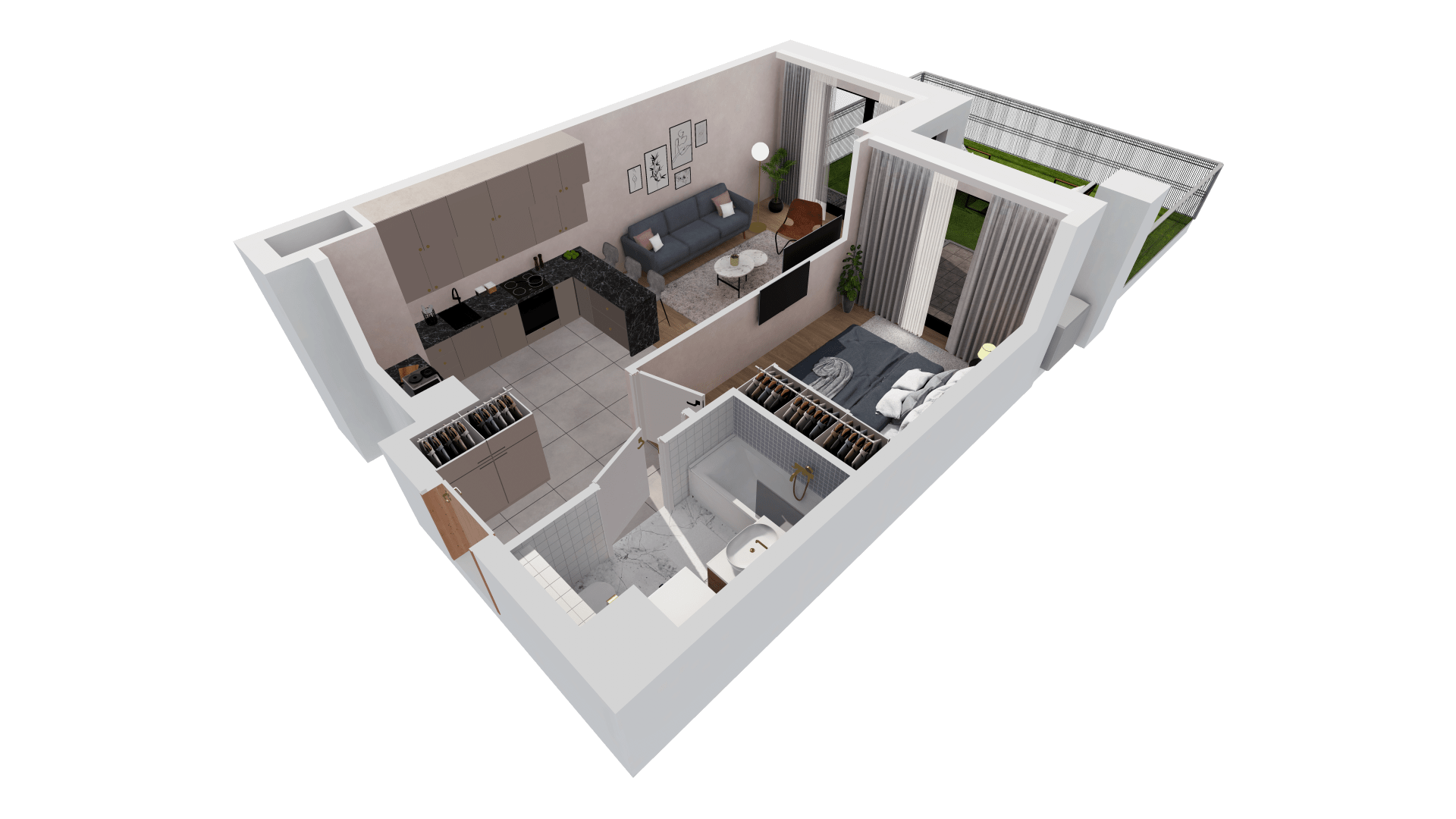 Mieszkanie 42,34 m², parter, oferta nr B1-00-5A, Francuska Park, Katowice, Osiedle Paderewskiego-Muchowiec, Muchowiec, ul. Szybowcowa-idx