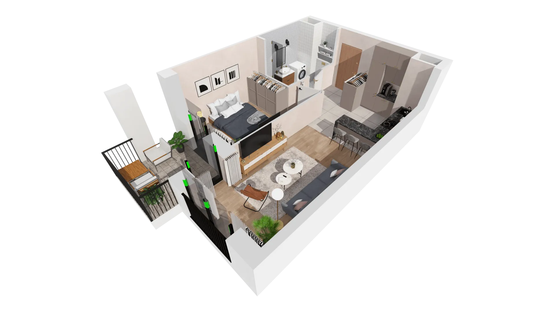 Mieszkanie 43,27 m², piętro 1, oferta nr B1-01-14A, Francuska Park, Katowice, Osiedle Paderewskiego-Muchowiec, Muchowiec, ul. Szybowcowa-idx