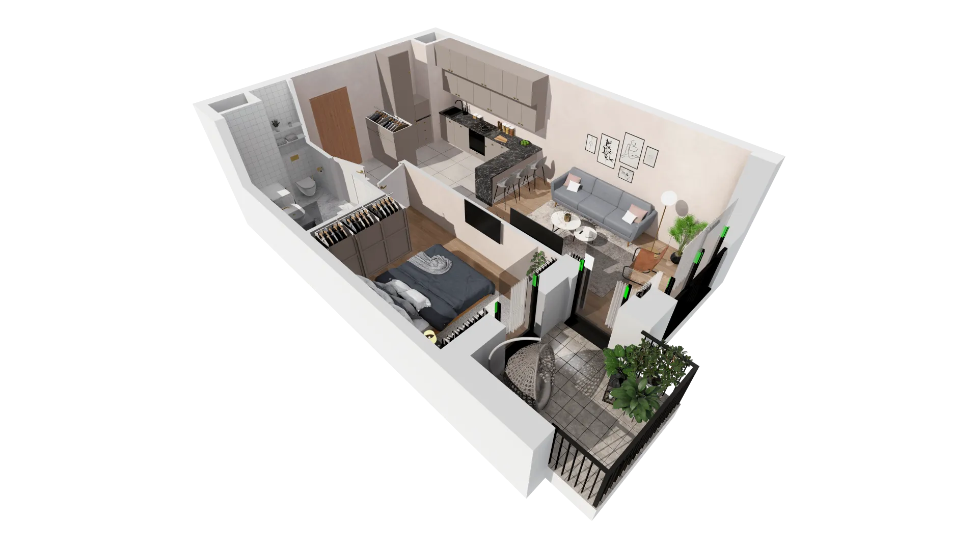 Mieszkanie 43,43 m², piętro 3, oferta nr B1-03-29A, Francuska Park, Katowice, Osiedle Paderewskiego-Muchowiec, Muchowiec, ul. Szybowcowa-idx