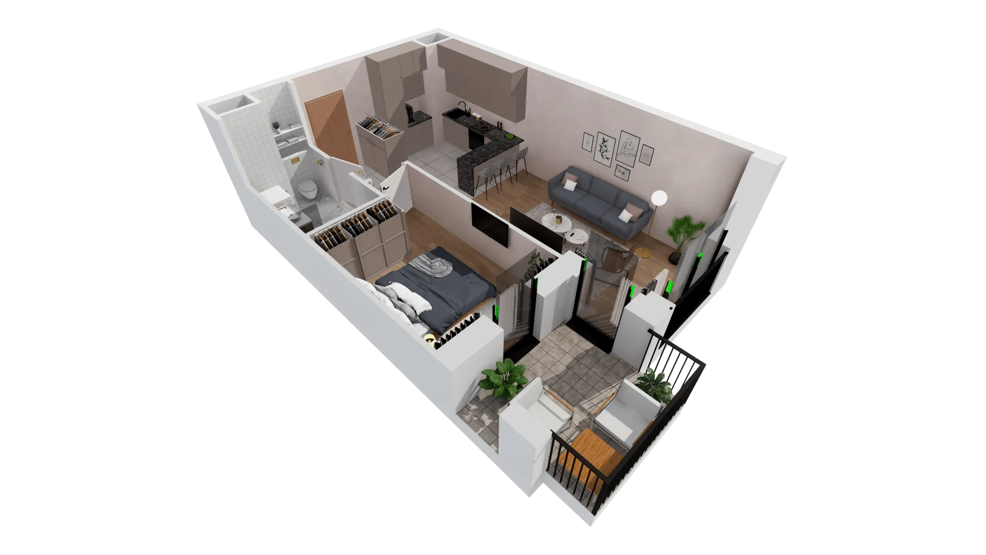 Mieszkanie 43,27 m², piętro 4, oferta nr B1-04-44A, Francuska Park, Katowice, Osiedle Paderewskiego-Muchowiec, Muchowiec, ul. Szybowcowa-idx