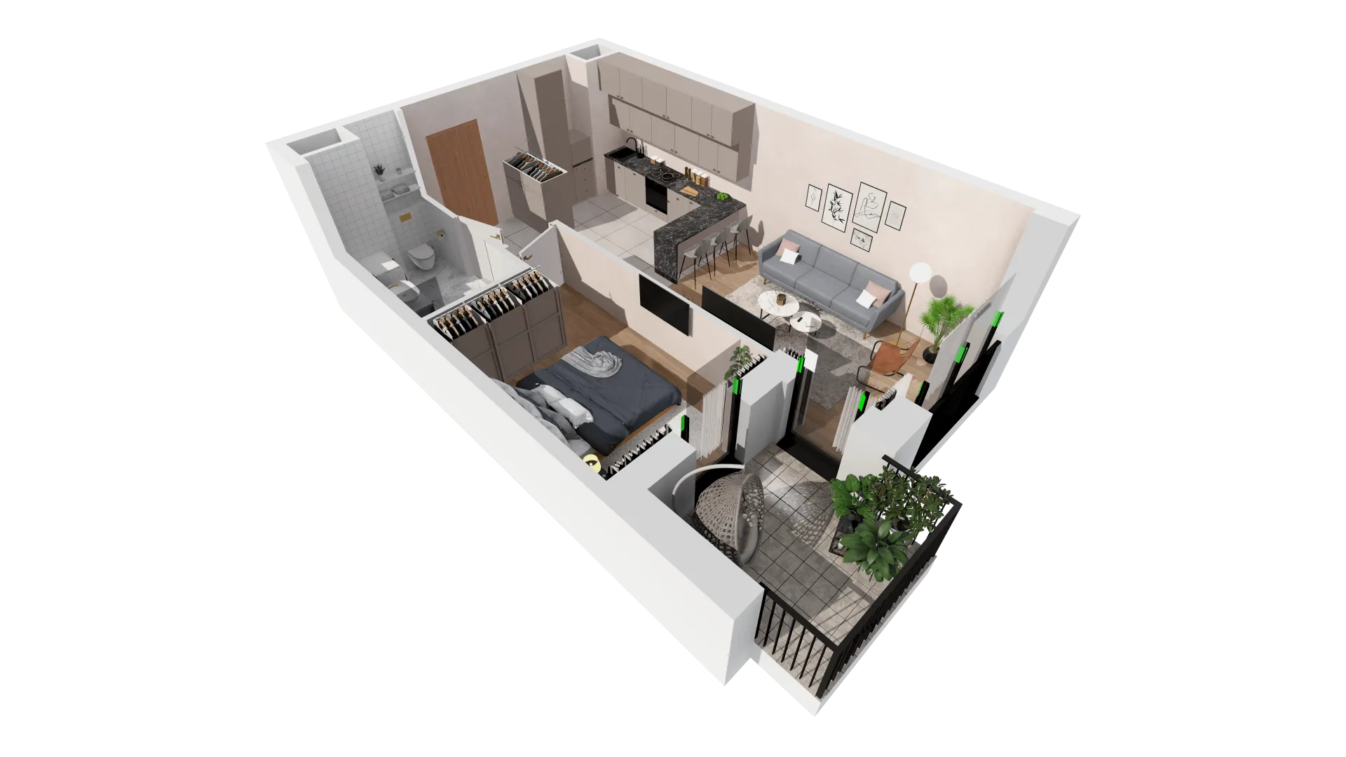 Mieszkanie 43,42 m², piętro 6, oferta nr B1-06-59A, Francuska Park, Katowice, Osiedle Paderewskiego-Muchowiec, Muchowiec, ul. Szybowcowa-idx