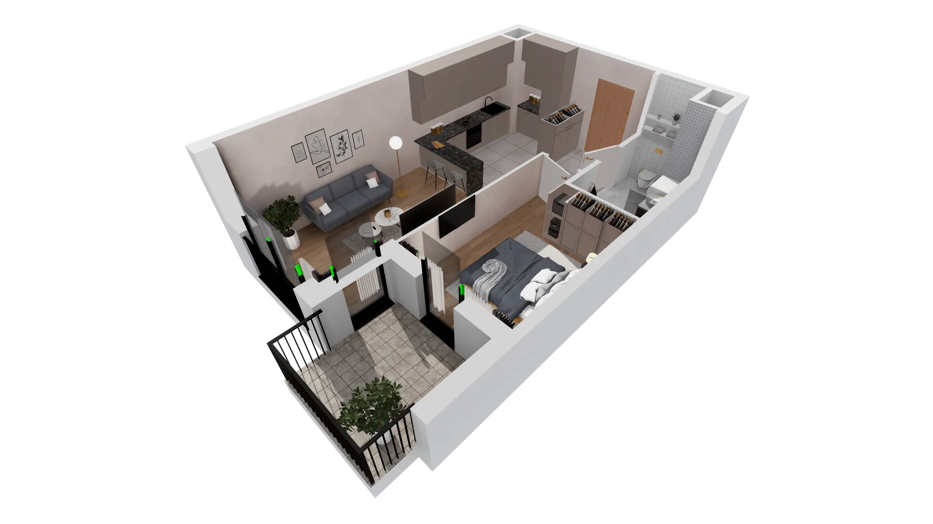 Mieszkanie 42,96 m², piętro 1, oferta nr B2-01-12B, Francuska Park, Katowice, Osiedle Paderewskiego-Muchowiec, Muchowiec, ul. Szybowcowa-idx