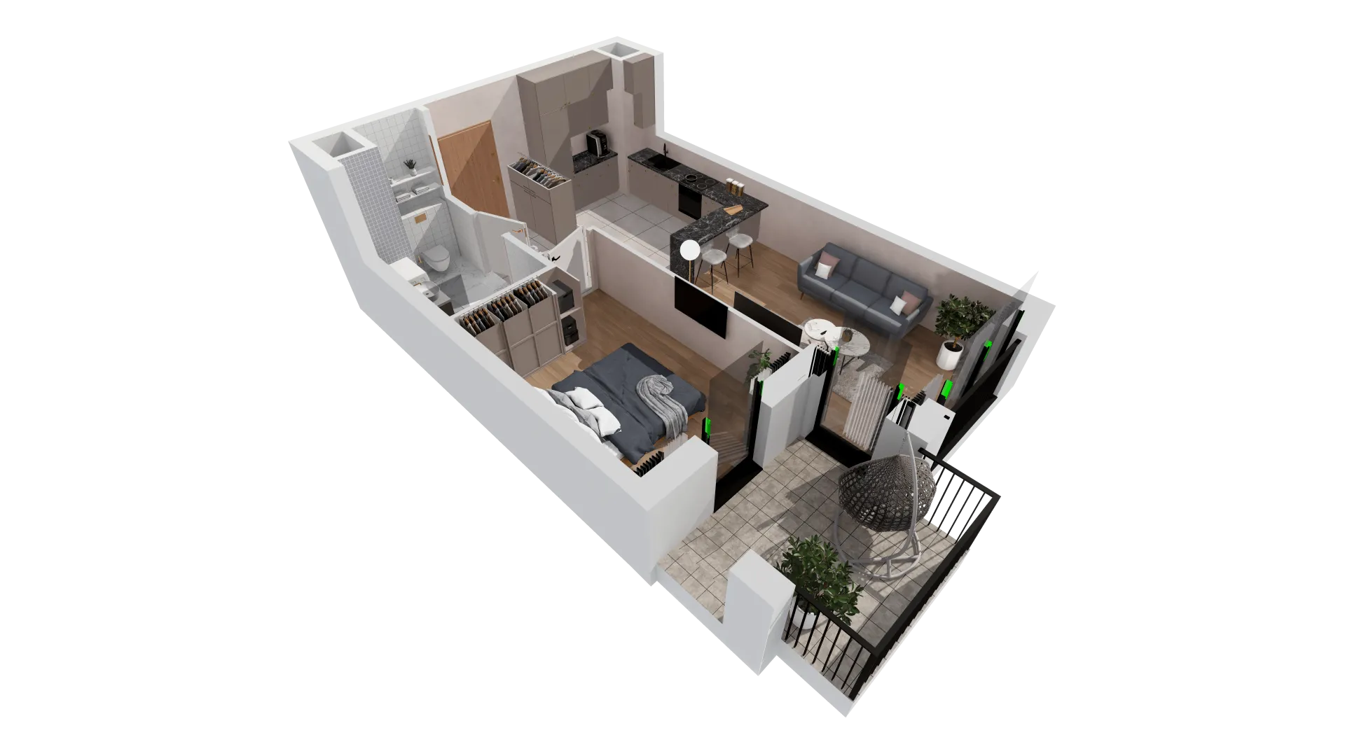 Mieszkanie 42,89 m², piętro 1, oferta nr B2-01-15B, Francuska Park, Katowice, Osiedle Paderewskiego-Muchowiec, Muchowiec, ul. Szybowcowa-idx