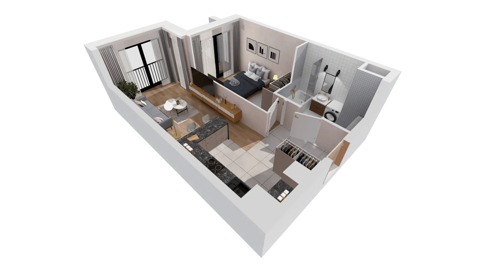 Mieszkanie 43,05 m², piętro 3, oferta nr B2-03-28B, Francuska Park, Katowice, Osiedle Paderewskiego-Muchowiec, Muchowiec, ul. Szybowcowa-idx