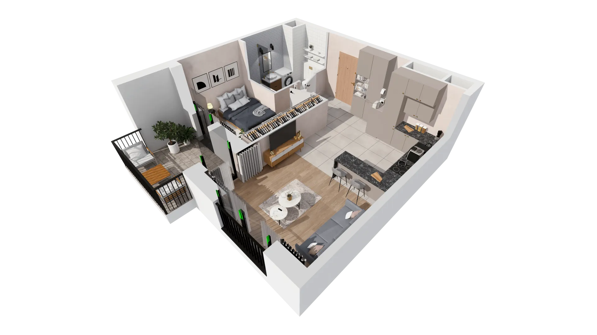 Mieszkanie 44,52 m², piętro 4, oferta nr B2-04-20A, Francuska Park, Katowice, Osiedle Paderewskiego-Muchowiec, Muchowiec, ul. Szybowcowa-idx