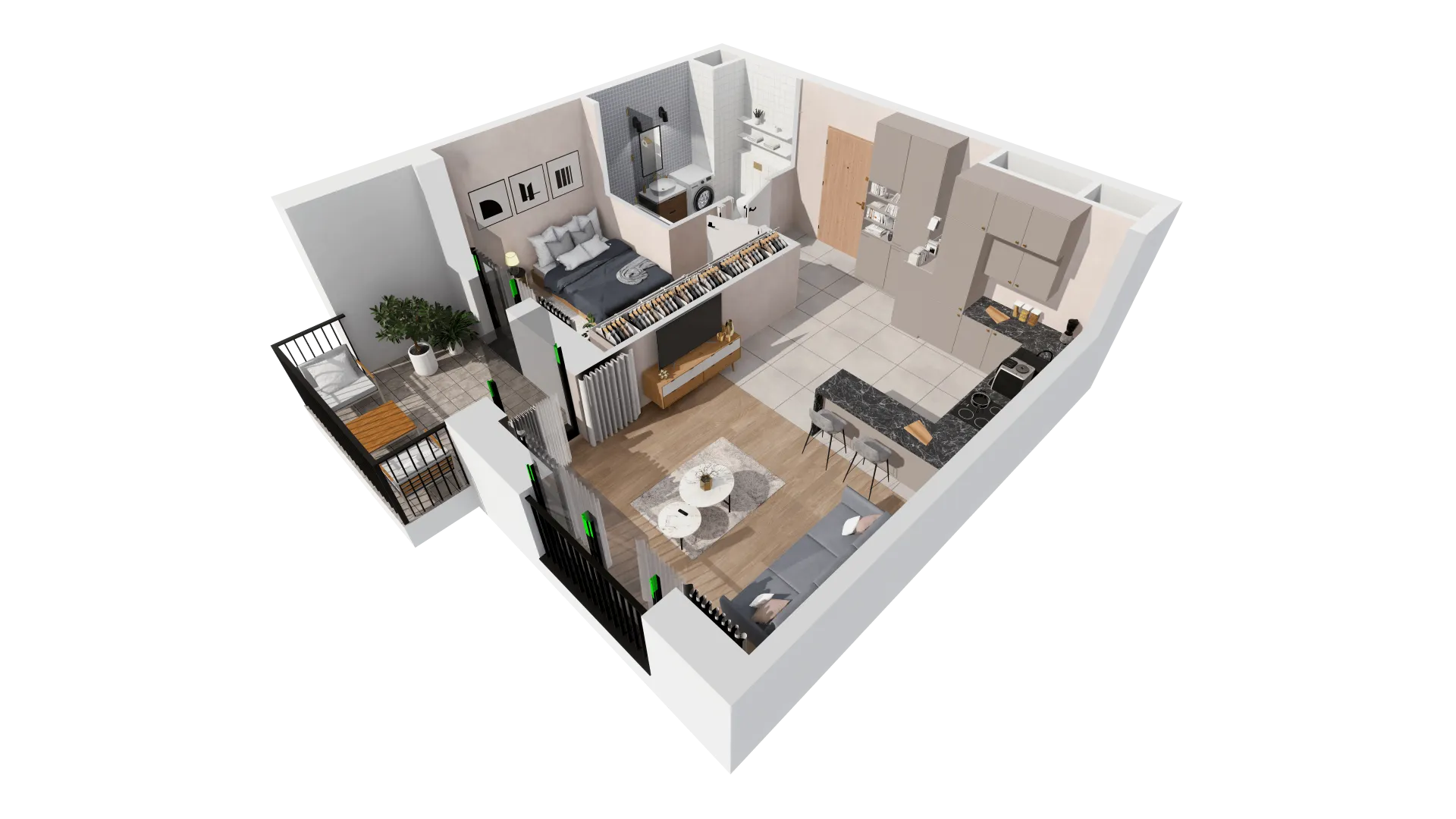 Mieszkanie 44,54 m², piętro 5, oferta nr B2-05-25A, Francuska Park, Katowice, Osiedle Paderewskiego-Muchowiec, Muchowiec, ul. Szybowcowa-idx