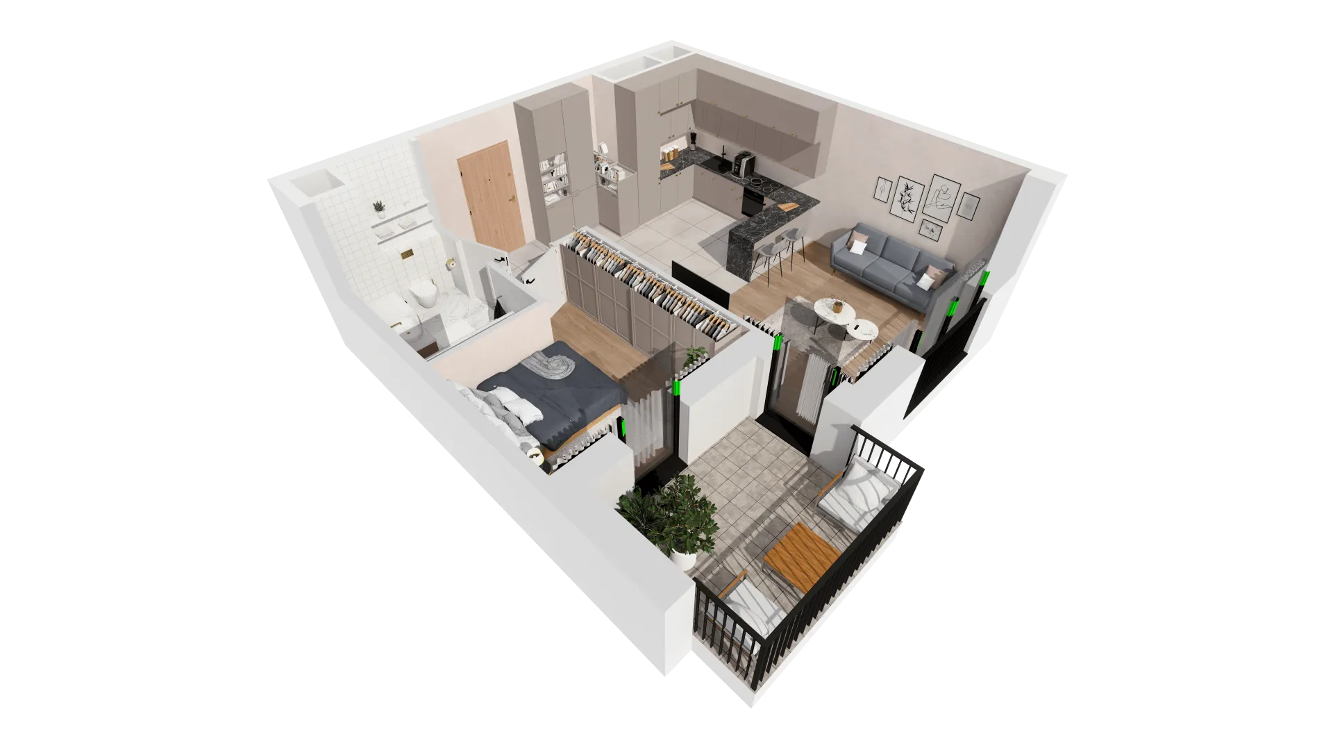 Mieszkanie 44,54 m², piętro 5, oferta nr B2-05-25A, Francuska Park, Katowice, Osiedle Paderewskiego-Muchowiec, Muchowiec, ul. Szybowcowa-idx