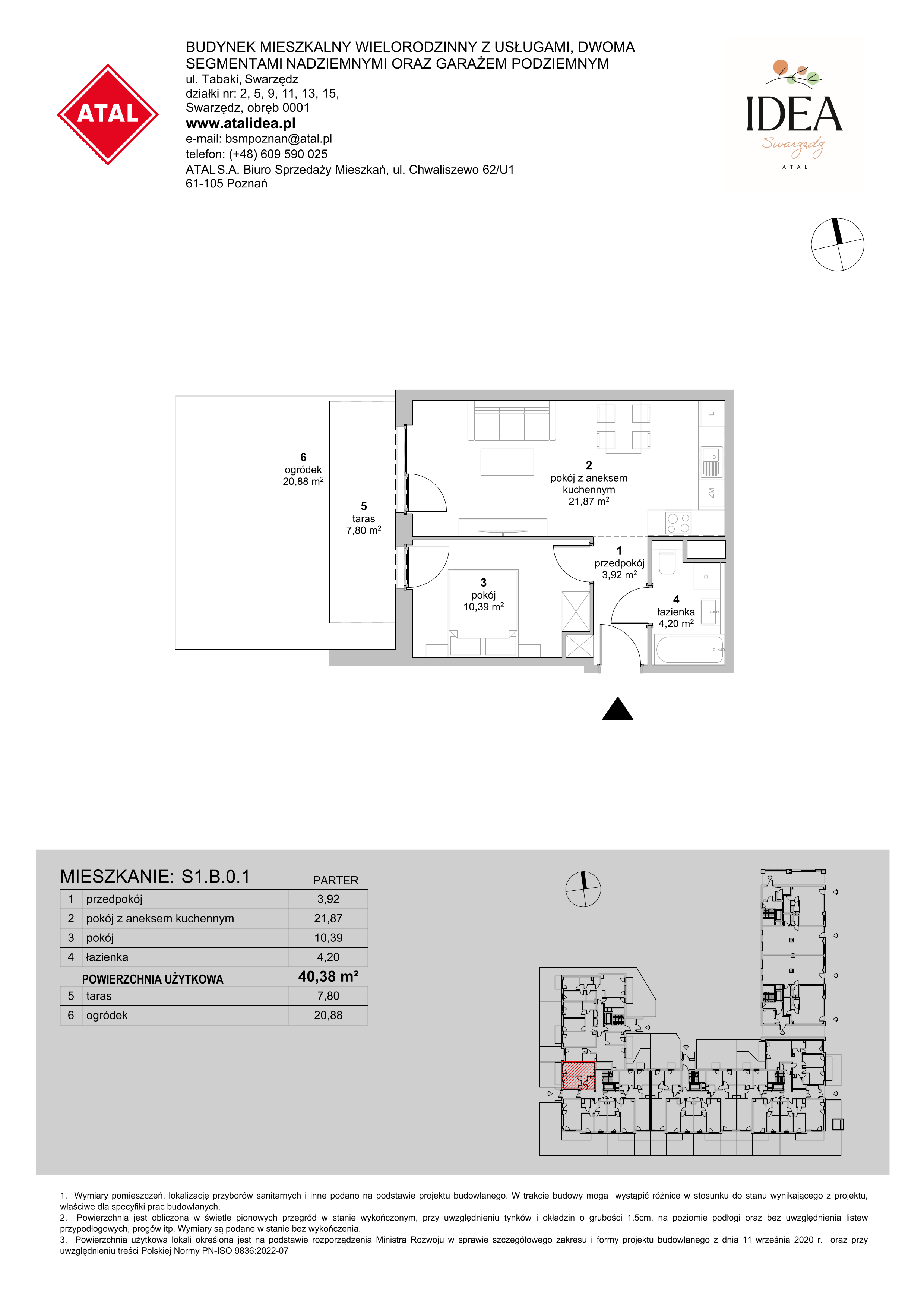 Mieszkanie 40,38 m², parter, oferta nr S1.B.0.1, ATAL Idea Swarzędz II, Swarzędz, ul. Tabaki-idx