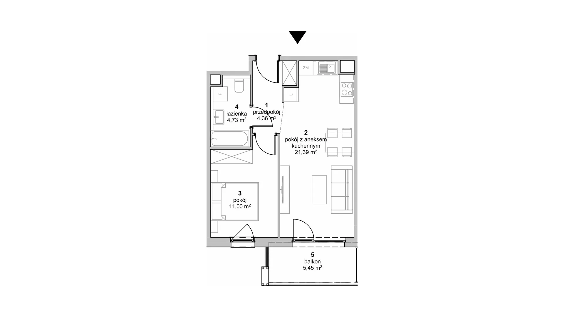 Mieszkanie 41,48 m², piętro 1, oferta nr S1.B.1.3, ATAL Idea Swarzędz II, Swarzędz, ul. Tabaki-idx