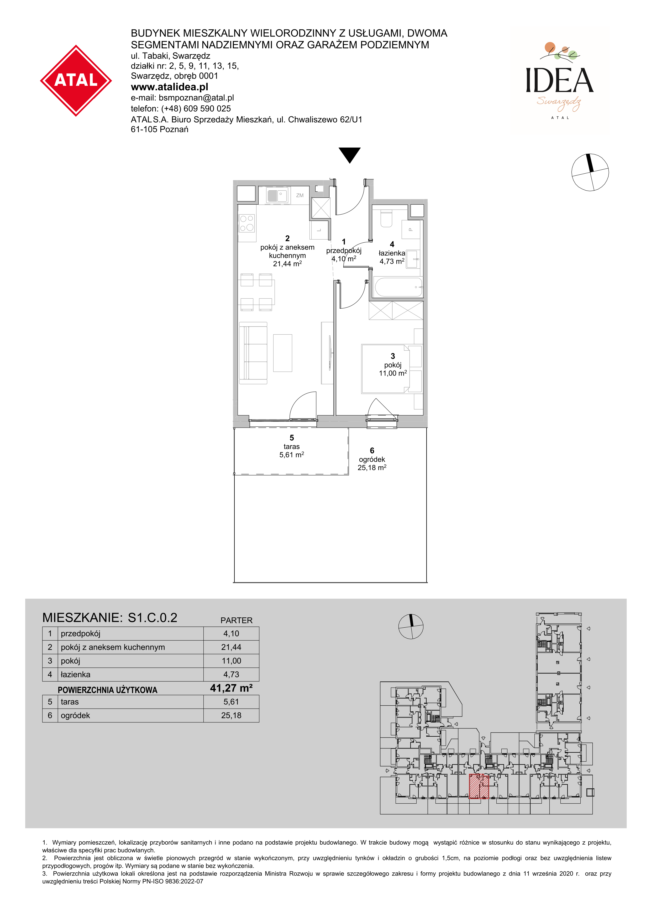 Mieszkanie 41,27 m², parter, oferta nr S1.C.0.2, ATAL Idea Swarzędz II, Swarzędz, ul. Tabaki-idx