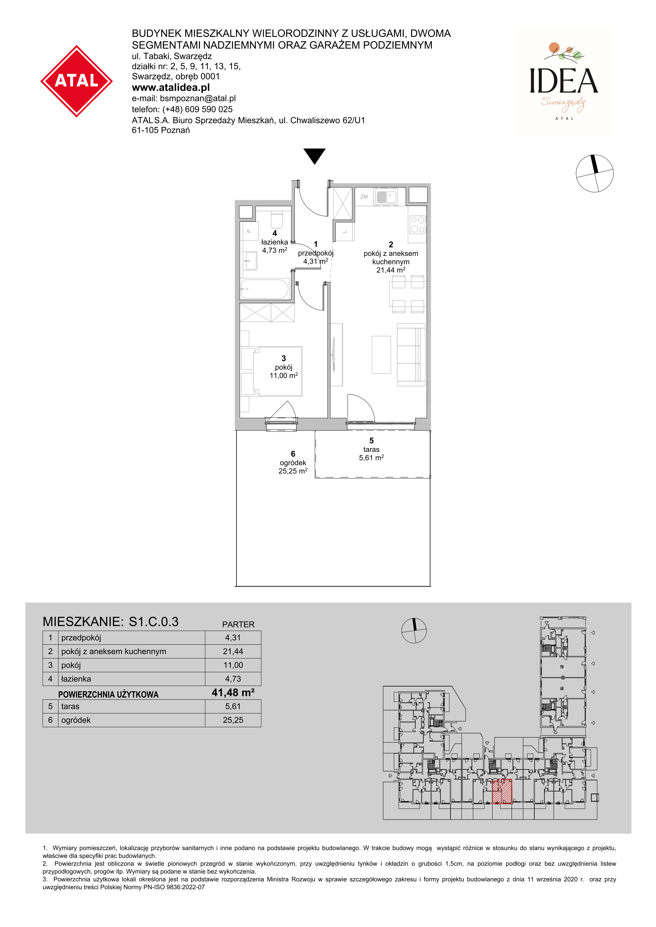 Mieszkanie 41,48 m², parter, oferta nr S1.C.0.3, ATAL Idea Swarzędz II, Swarzędz, ul. Tabaki-idx