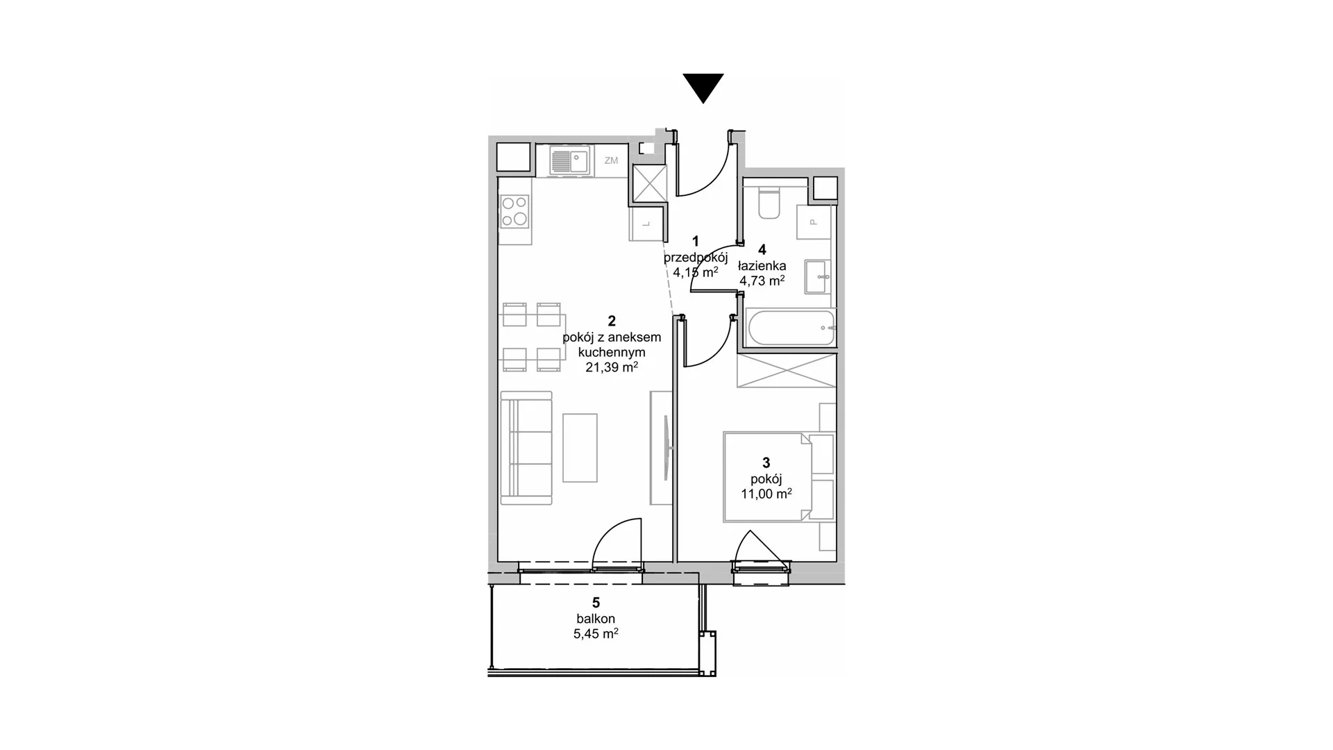 Mieszkanie 41,27 m², piętro 1, oferta nr S1.C.1.2, ATAL Idea Swarzędz II, Swarzędz, ul. Tabaki-idx