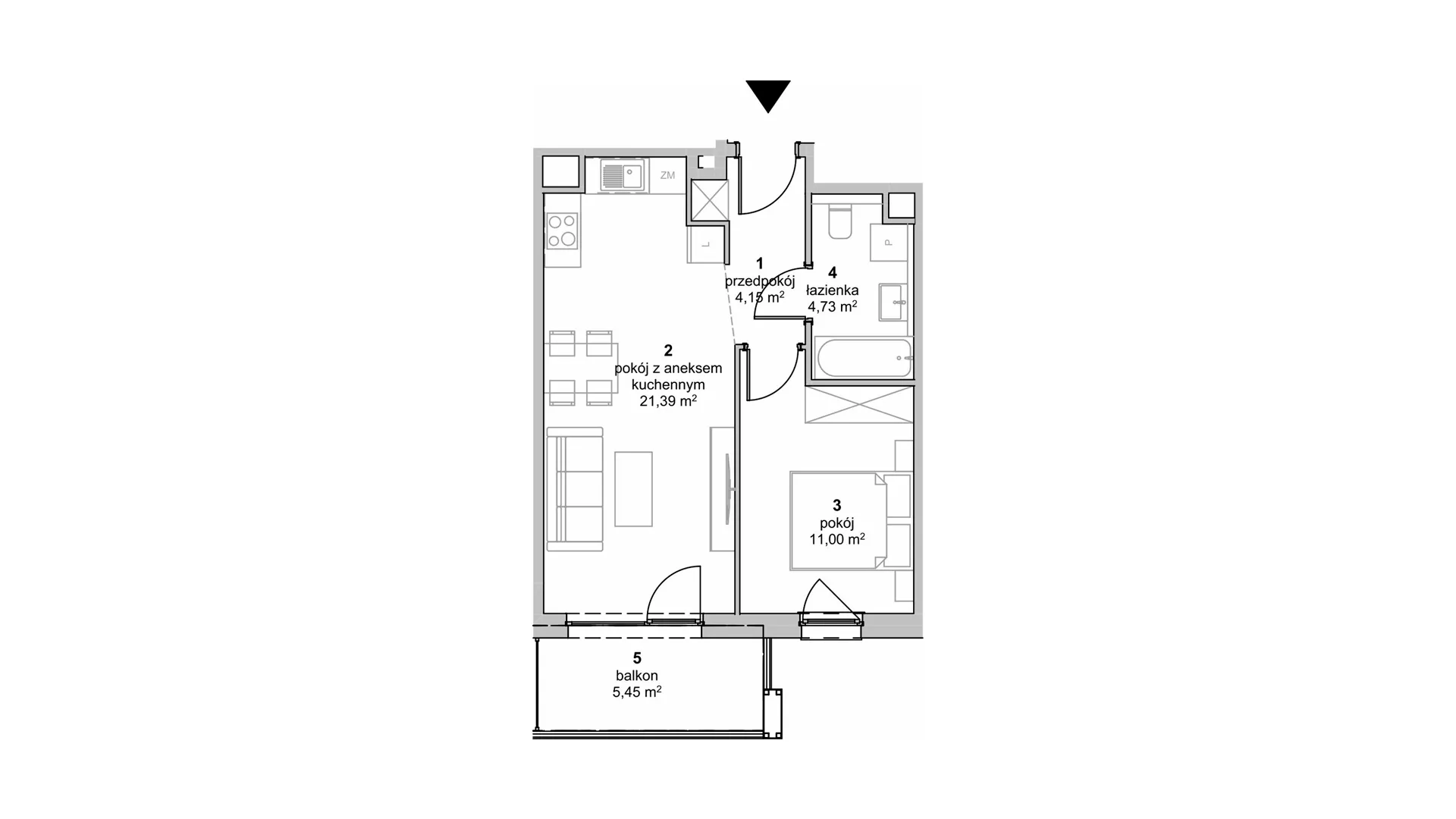 Mieszkanie 41,27 m², piętro 2, oferta nr S1.C.2.2, ATAL Idea Swarzędz II, Swarzędz, ul. Tabaki-idx