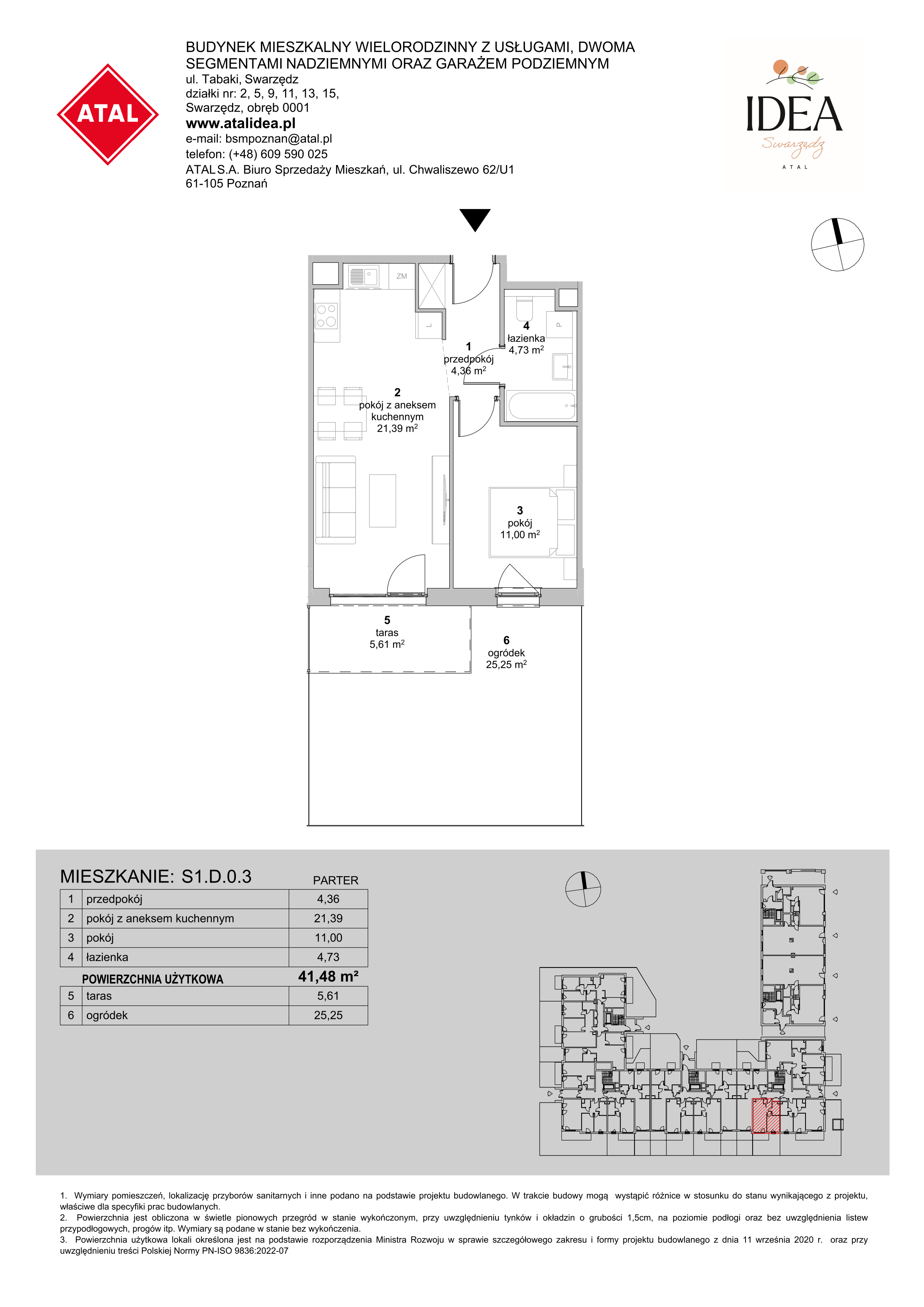 Mieszkanie 41,48 m², parter, oferta nr S1.D.0.3, ATAL Idea Swarzędz II, Swarzędz, ul. Tabaki-idx