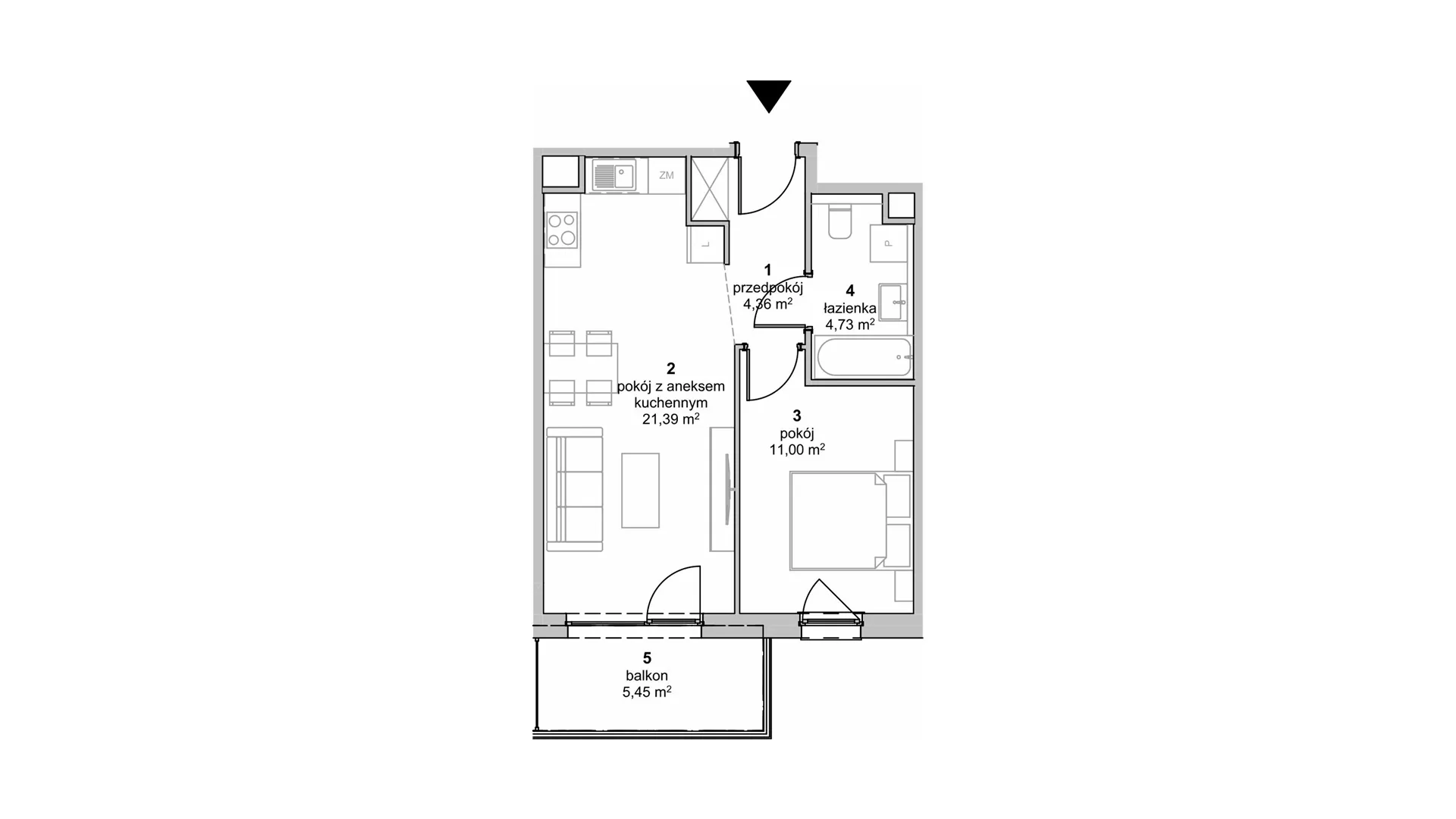 Mieszkanie 41,48 m², piętro 1, oferta nr S1.D.1.5, ATAL Idea Swarzędz II, Swarzędz, ul. Tabaki-idx